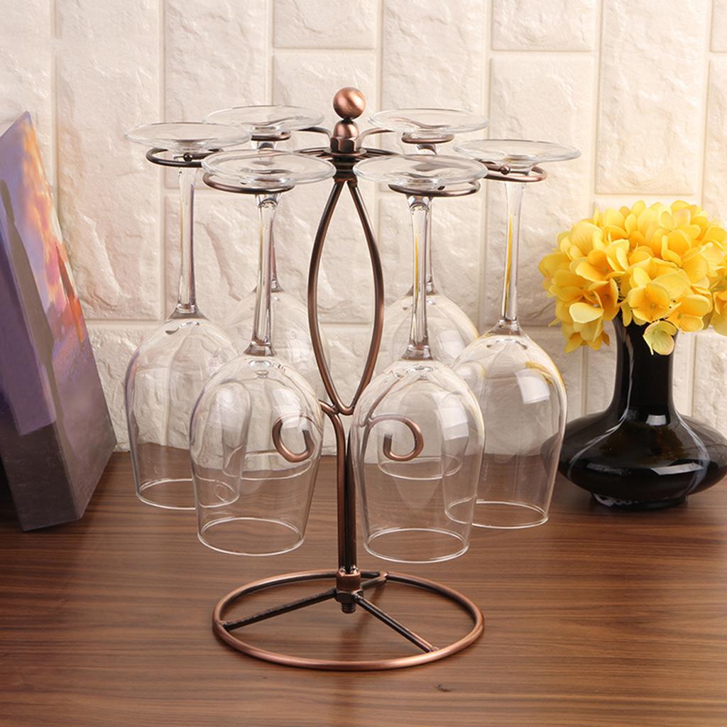 Elegant Wine Glass Holder Stemware Rack Goblet Storage 6 Hooks Goblet Holder for Restaurant Home Cabinet Bar Desktop