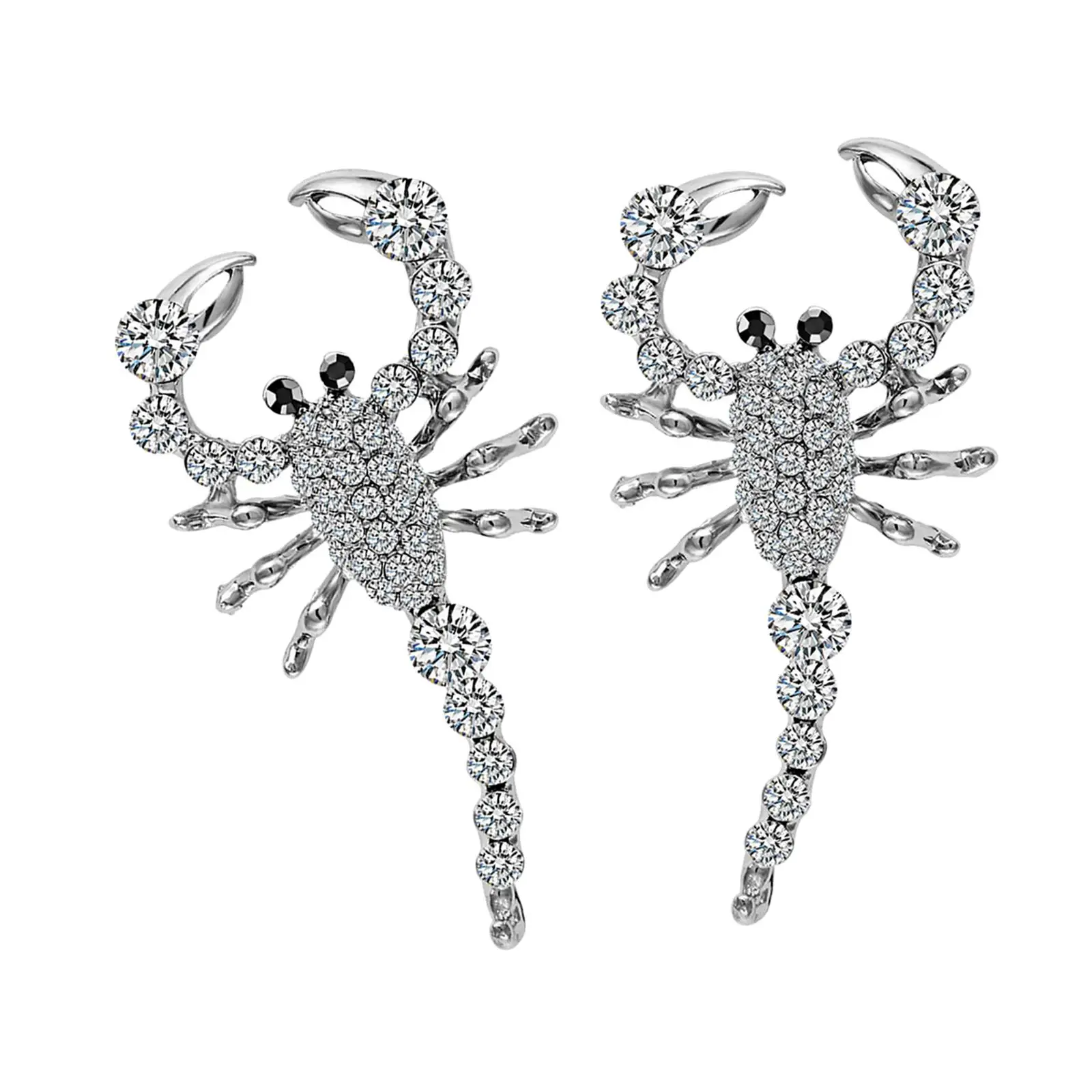 Punk Style Long Scorpion Stud Earrings Rhinestone Bling Animal Earrings for Unisex Concert Halloween ValentineS Day Birthday