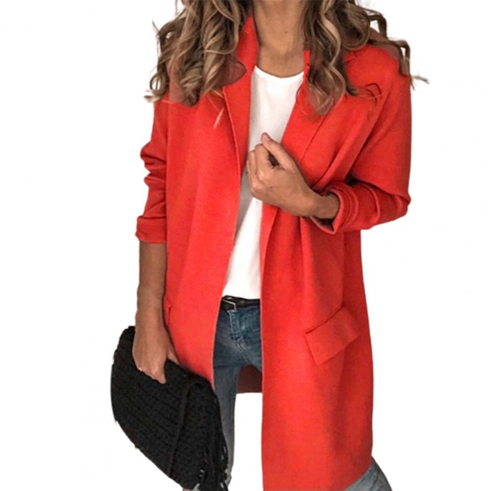 Title 13, Women Long Blazer Solid Color Loose Cardigan Lo...