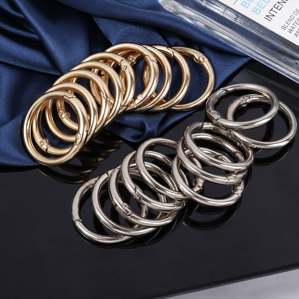 5 Stück Metall-O-Ring-Federverschlüsse für DIY-Schmuck, zu öffnende runde Karabiner-Schlüsselanhänger-Taschenklammern – Detail 4