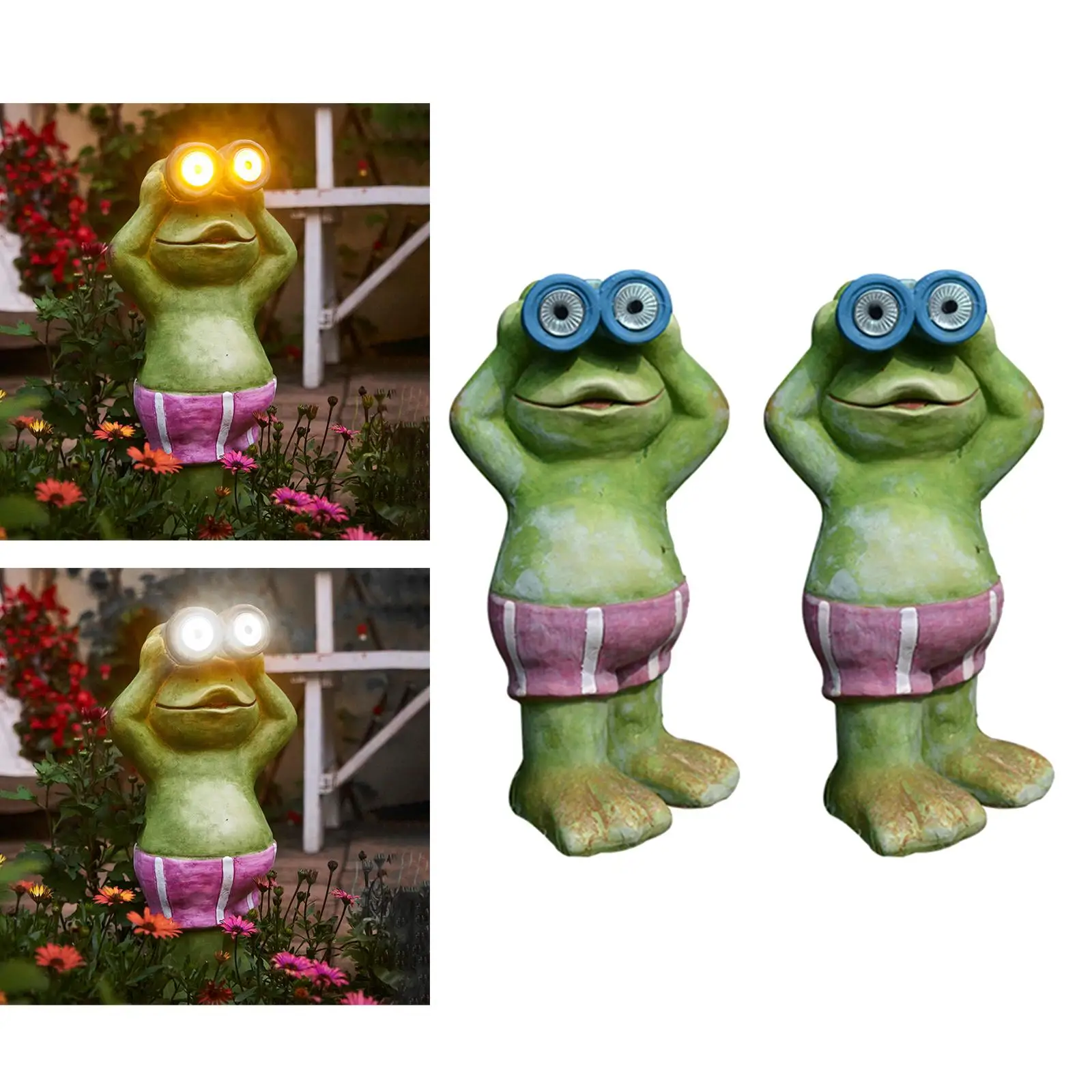 Resin Garden Lights Solar Powered Frog Shaped Stakes for Outdoor Walkway
