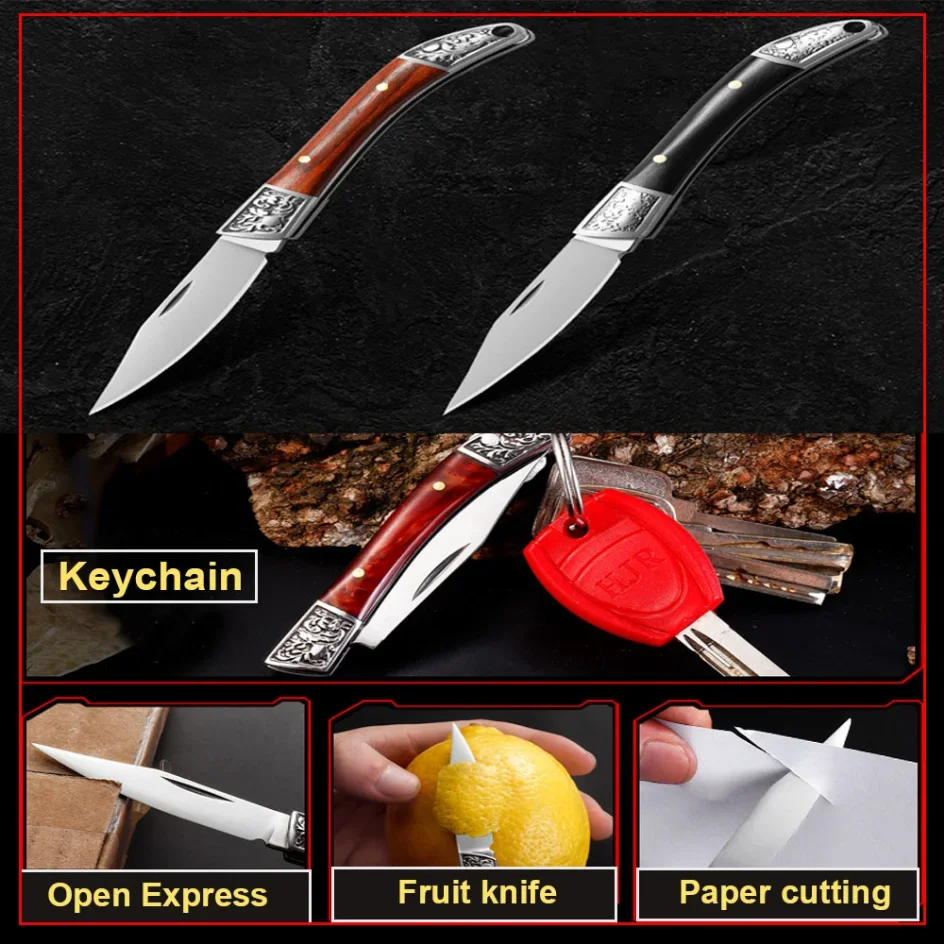 Description Picture 6 of itemStainless Steel Folding Pocket Knife Fruit Knife with Wooden Handle Multifunctional Knives for Easy Carrying Kitchen Knives
