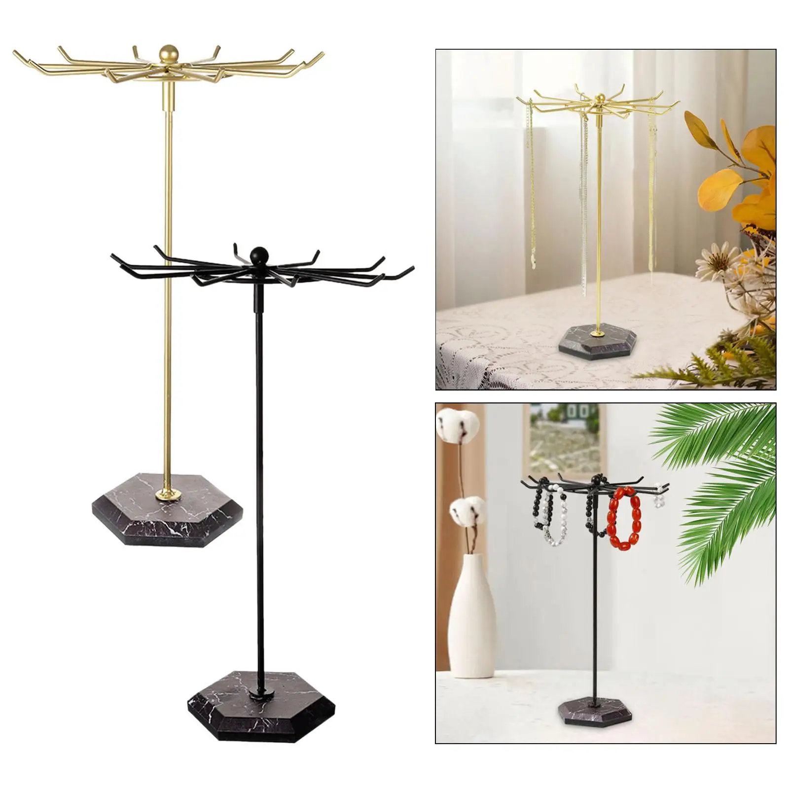 Jewelry Organizer Stand Showcase with Stable Base Necklaces Holder Jewelry Display Rack for Necklaces Pendant Rings for Stores
