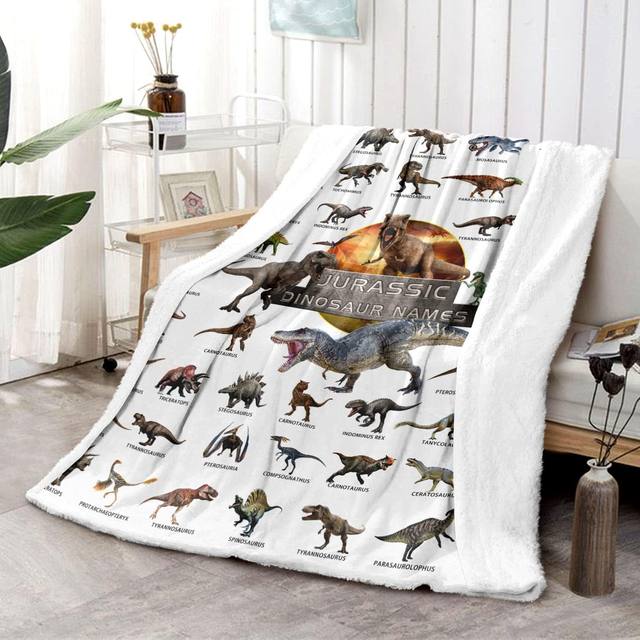 Fleece Blanket, top Large Children's Blanket, Knotted Blanket, Dinosaur Blanket