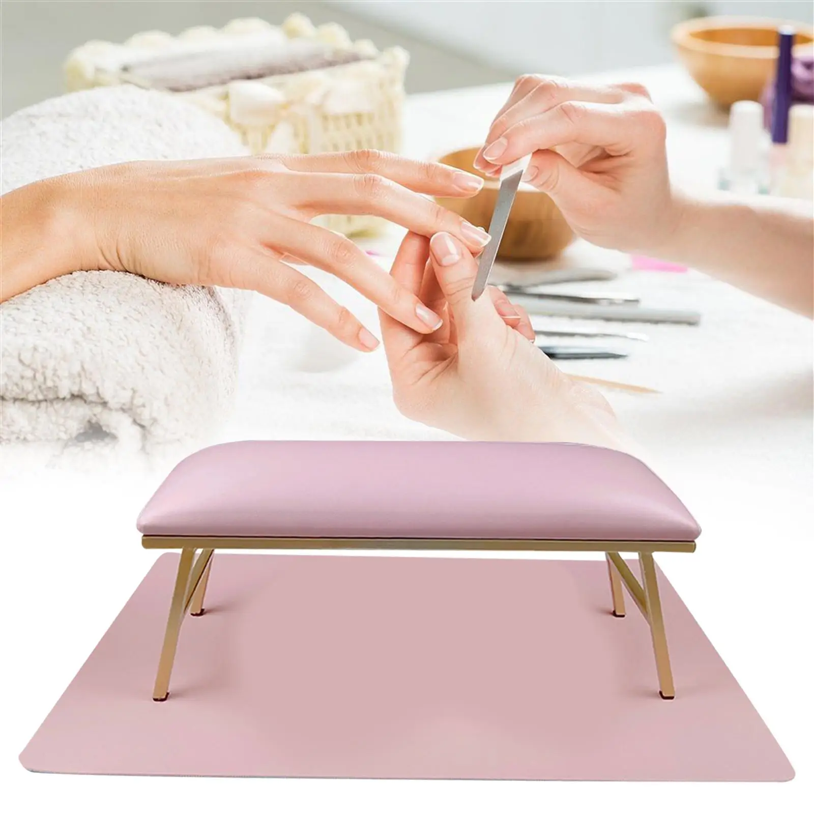 Nail Pillow and Mat PU Leather Soft Hand Cushion Arm Rest for Nails Nail Art Cushion Mat Set for Manicurist Salon Home Hand Arm