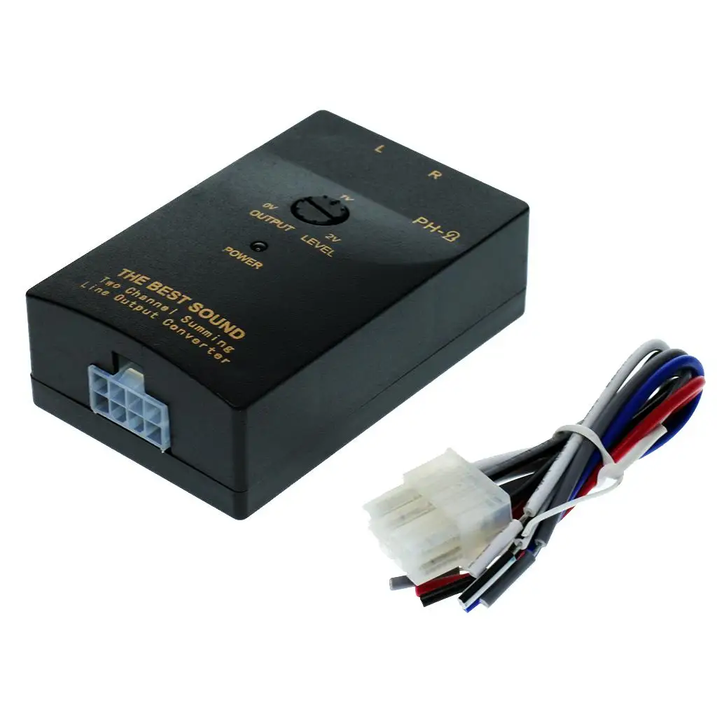 Car Audio RCA Speaker High To Low Level Output Converter w/ Adapter Wire
