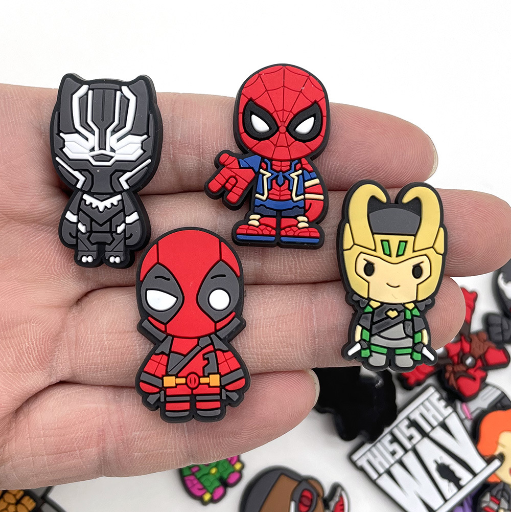 1688  1PCS PVC Cute Cartoon Marvel Shoe Charms DIY Funny Shoe Accessories Fit Croc Clogs Decorations Buckle Unisex Gifts Jibz