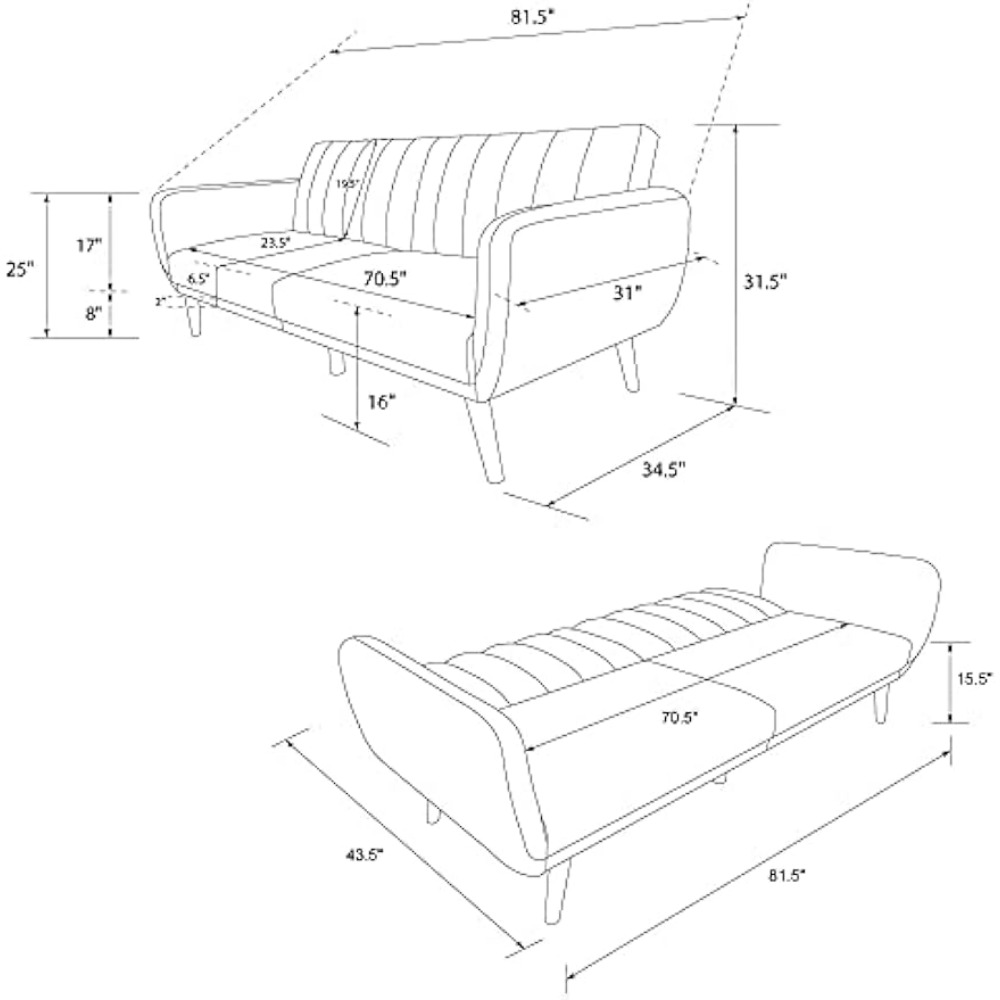 Title 4, Sofá Futon, Estofamento em Linho Premium e Pern...