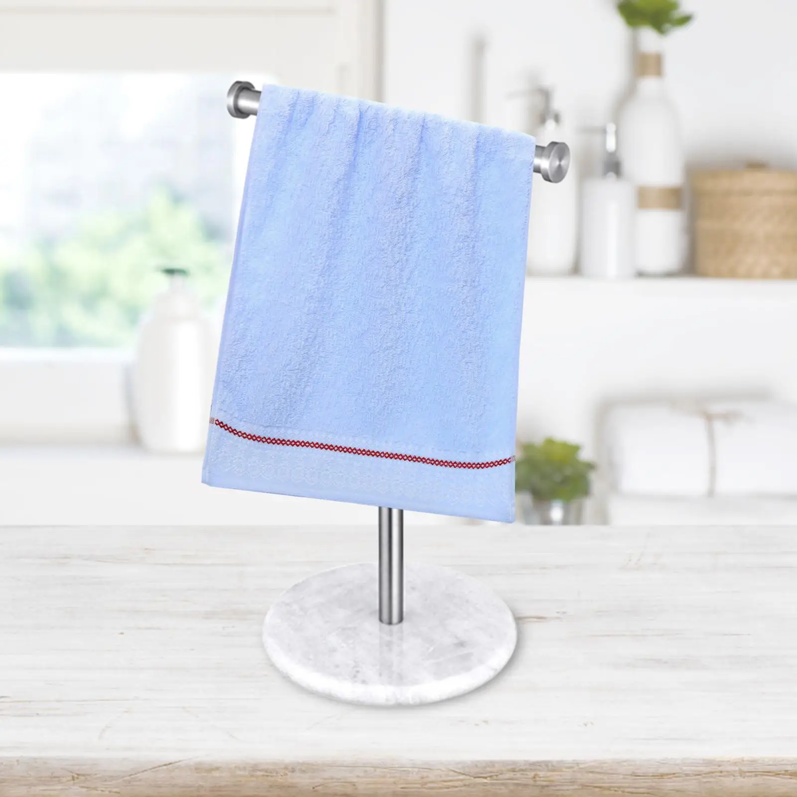 T Shape Bath Towel Stand Hand Towel Hanger Free Standing Towel Bar Rack Stand Towel Bar for Kitchen Countertop Vanity Bathroom