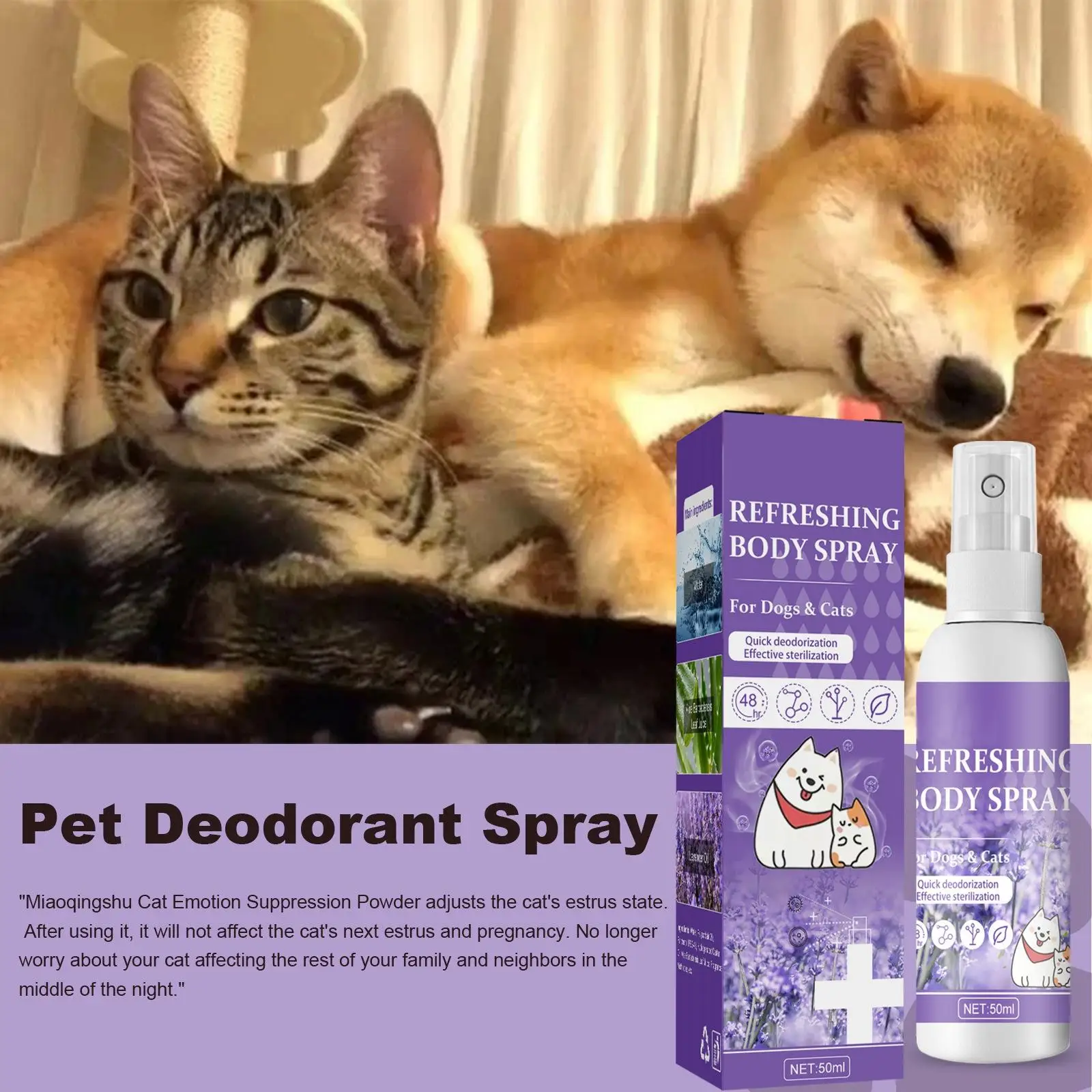 Pet Deodorant Spray,  Freshener  Dog Deodorizing Spray  The  Refreshes Deodorizes  Smell