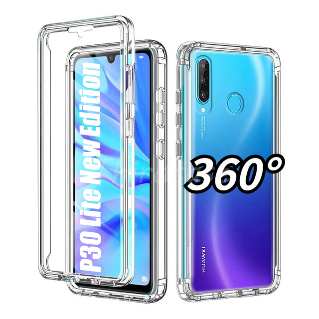 OneFlow Twist Case Custodia A Tracolla Per Huawei P30 Pro - Paraurti Trasparente Con Cordino Nero Argento - Protezione 360°