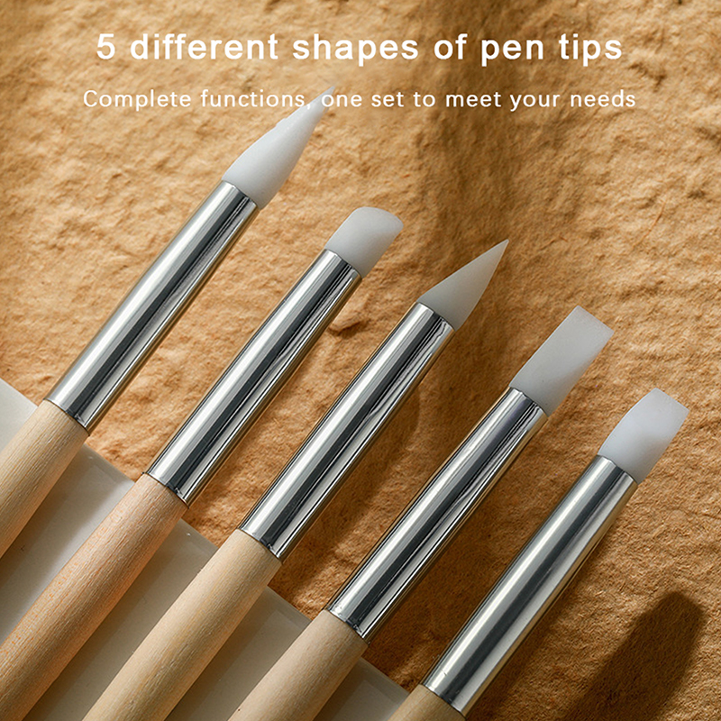 Description Picture 4 of item1PC Silicone Press Pen Wedge Brush Nail Supplies Sculpture Carving DIY Glitter Powder Sticker DIY Manicure Tips Nail Tool