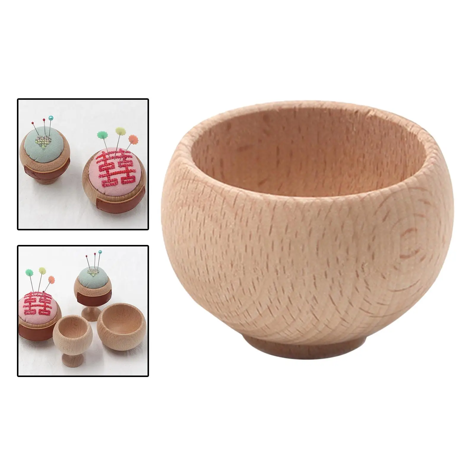 Sewing Holder DIY Holder Accessory Wooden Bowl Pin Pillow Handcraft