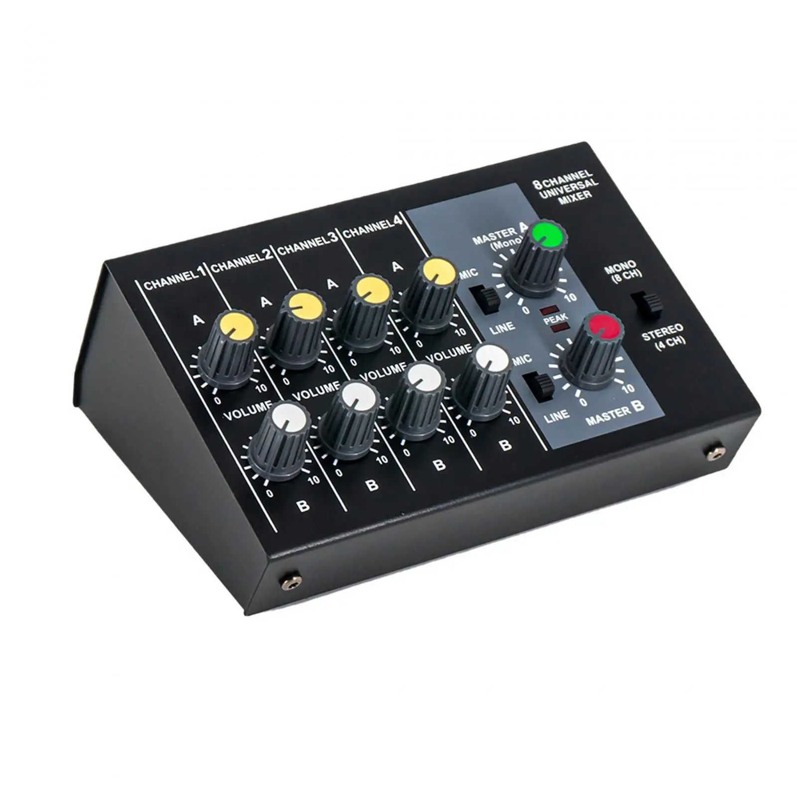 Audio Mixer Low Noise Independent Volume Control 8 Channel Input Line Mixer Sound Mixing Console for Guitars Keyboards Bass