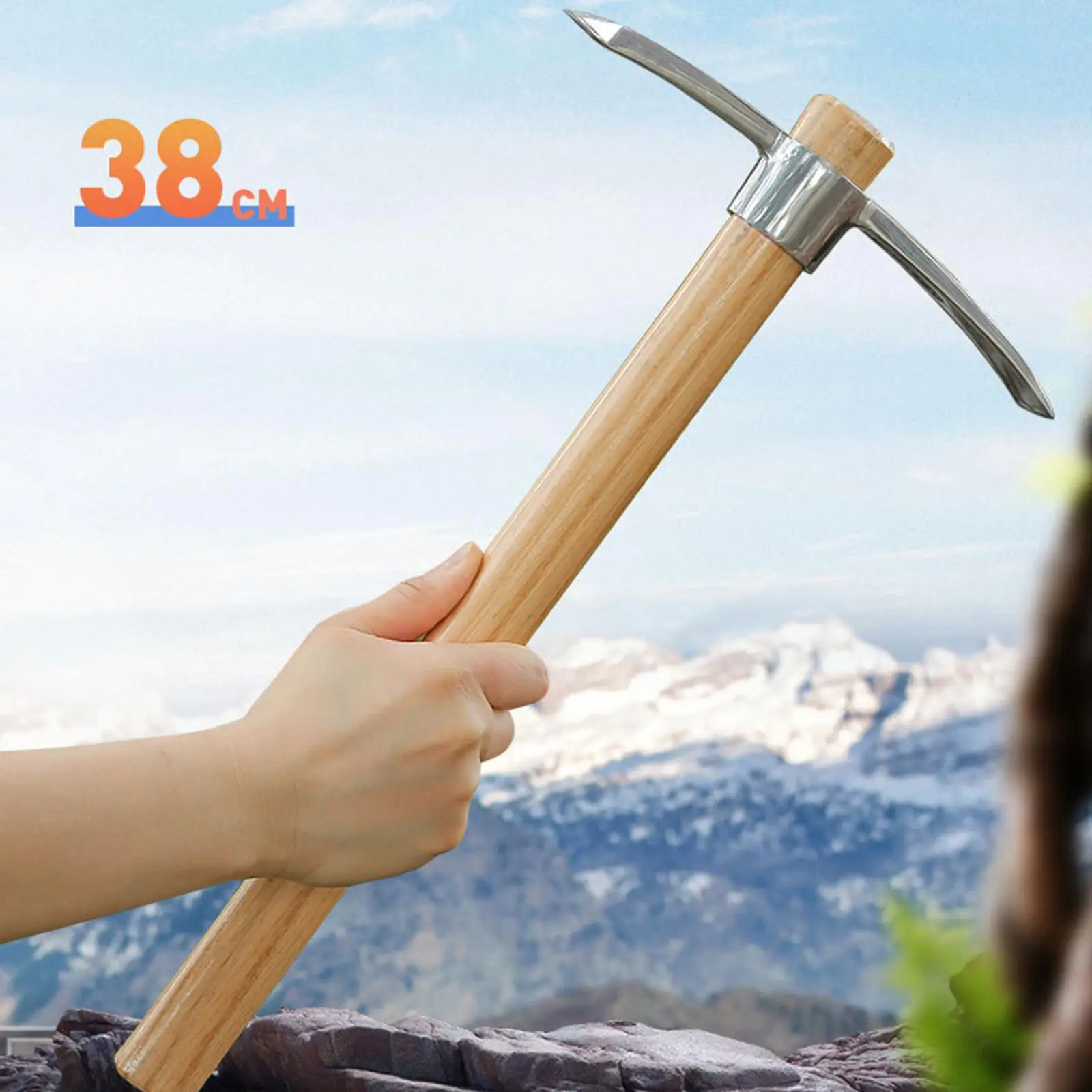 Ice Axe Garden Pickaxe Wood Handle Pick Mattock Hoe for Digging Soil