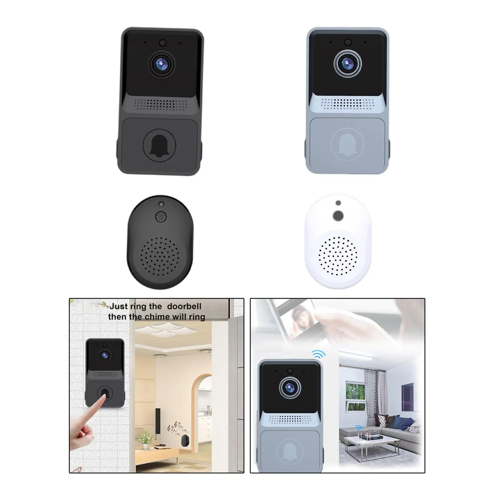 WiFi Video Doorbell Rechargeable with Cloud Storage Doorbell Camera Video Doorbell Camera for Video Recording Outdoor Door Phone