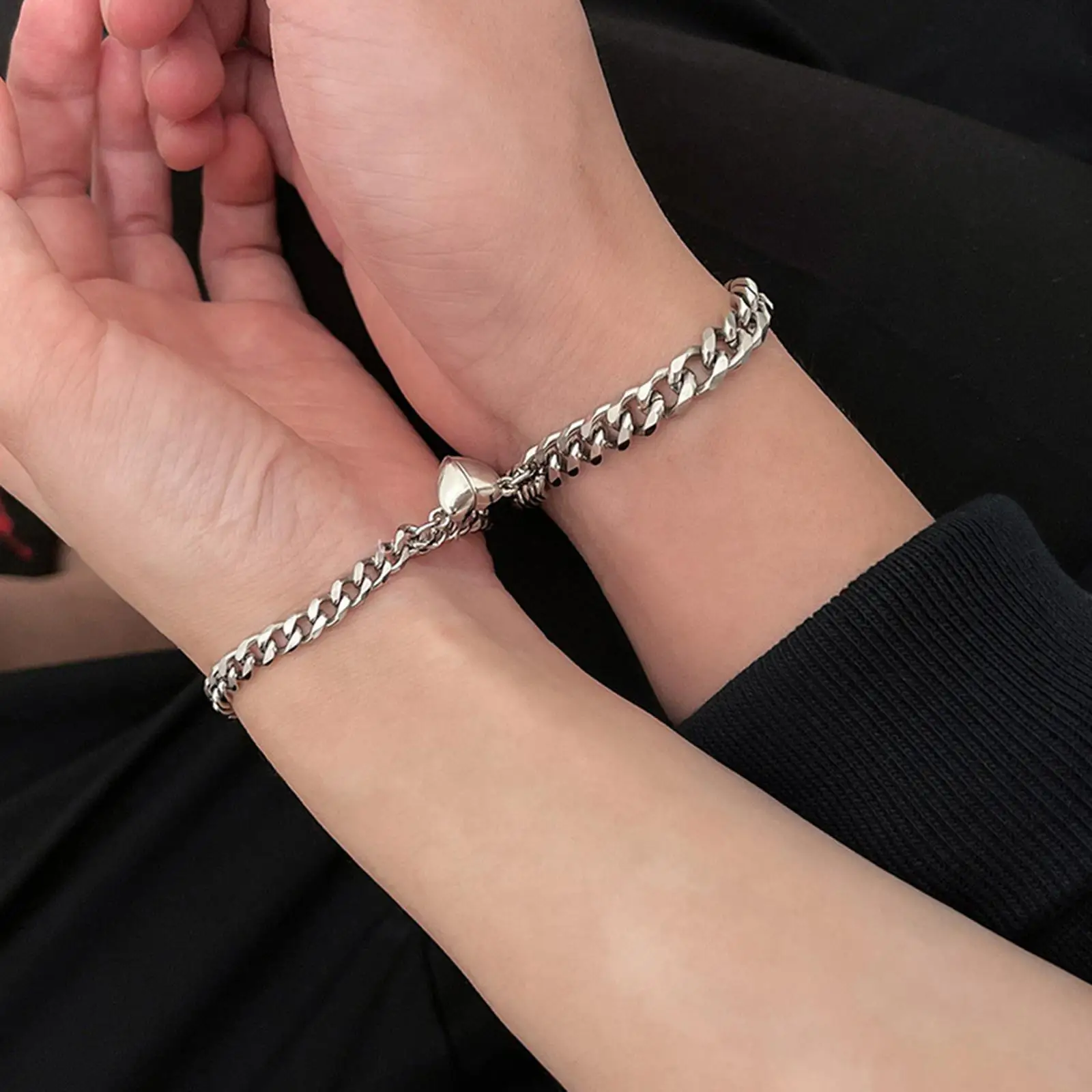 2 Pieces Titanium heart Magnetic Couple Bracelets Mutual Attraction Bracelets for friend Friendship Women and Men