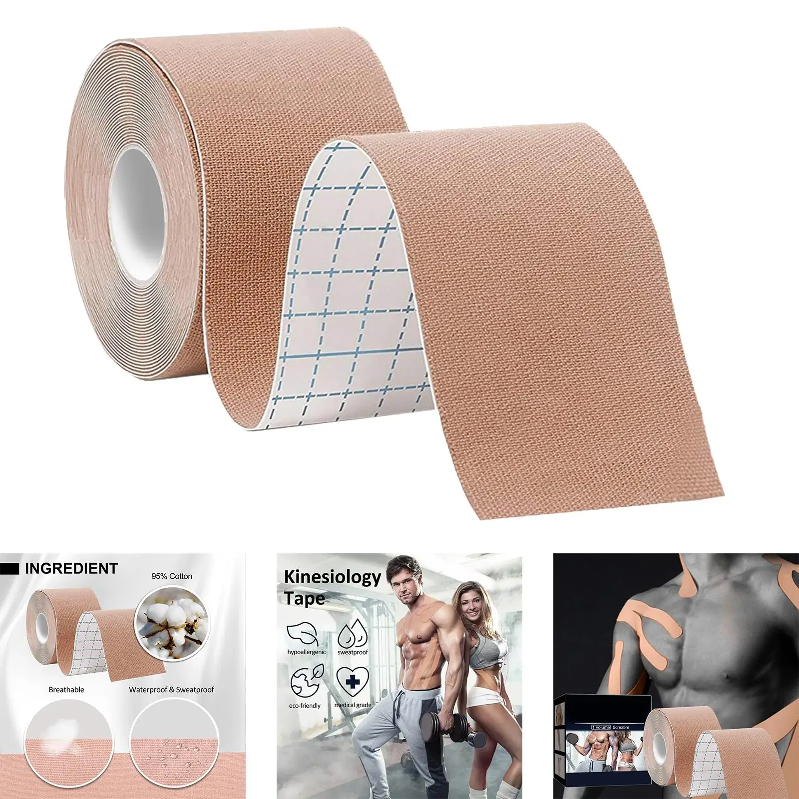   Tape, Athletic  Breathable Muscle Elastic Wrap Tape for Sports Ankles Waist Knees 