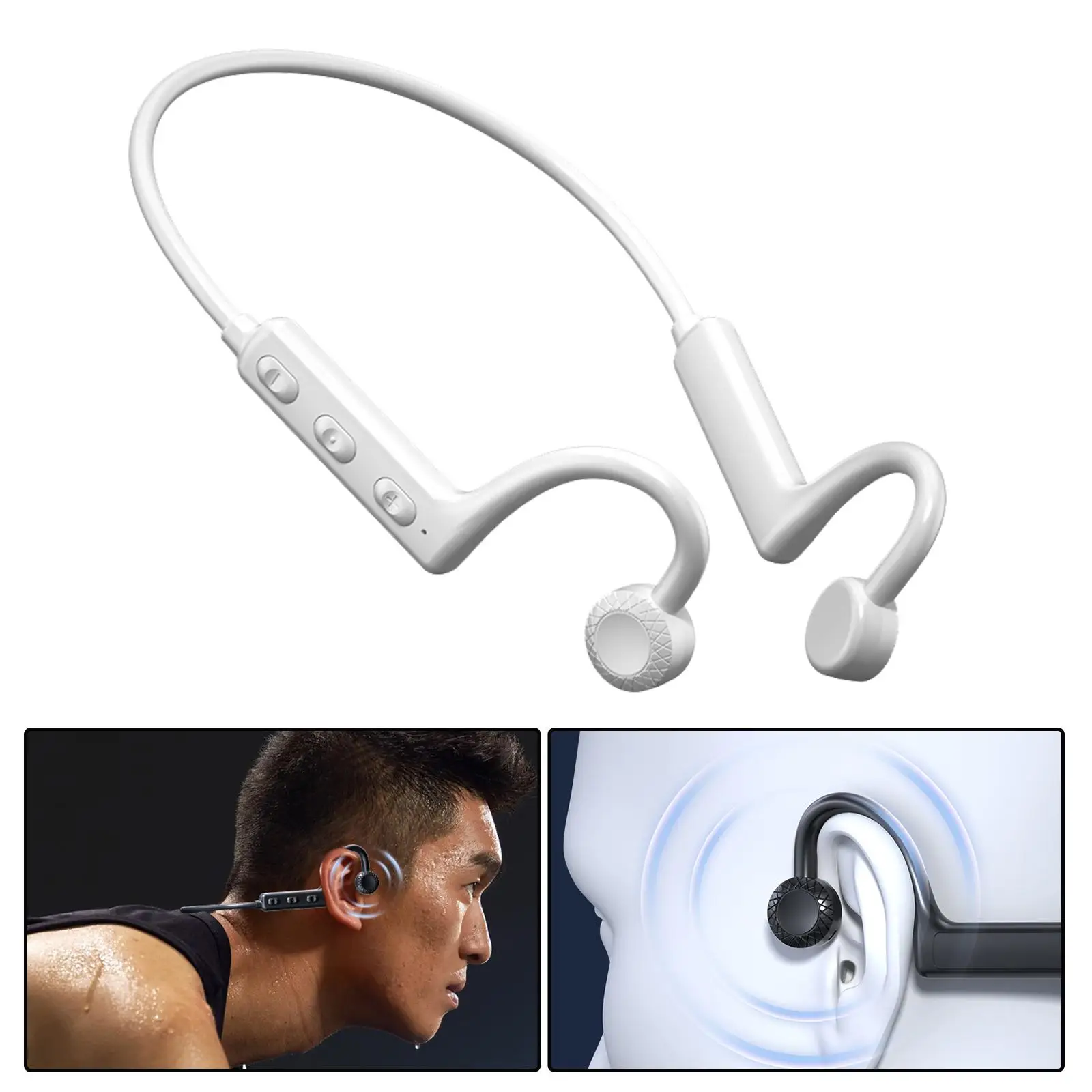 Bone Conduction Headphones HiFi Stereo Bluetooth 5.1 Sweatproof for Fitness Driving