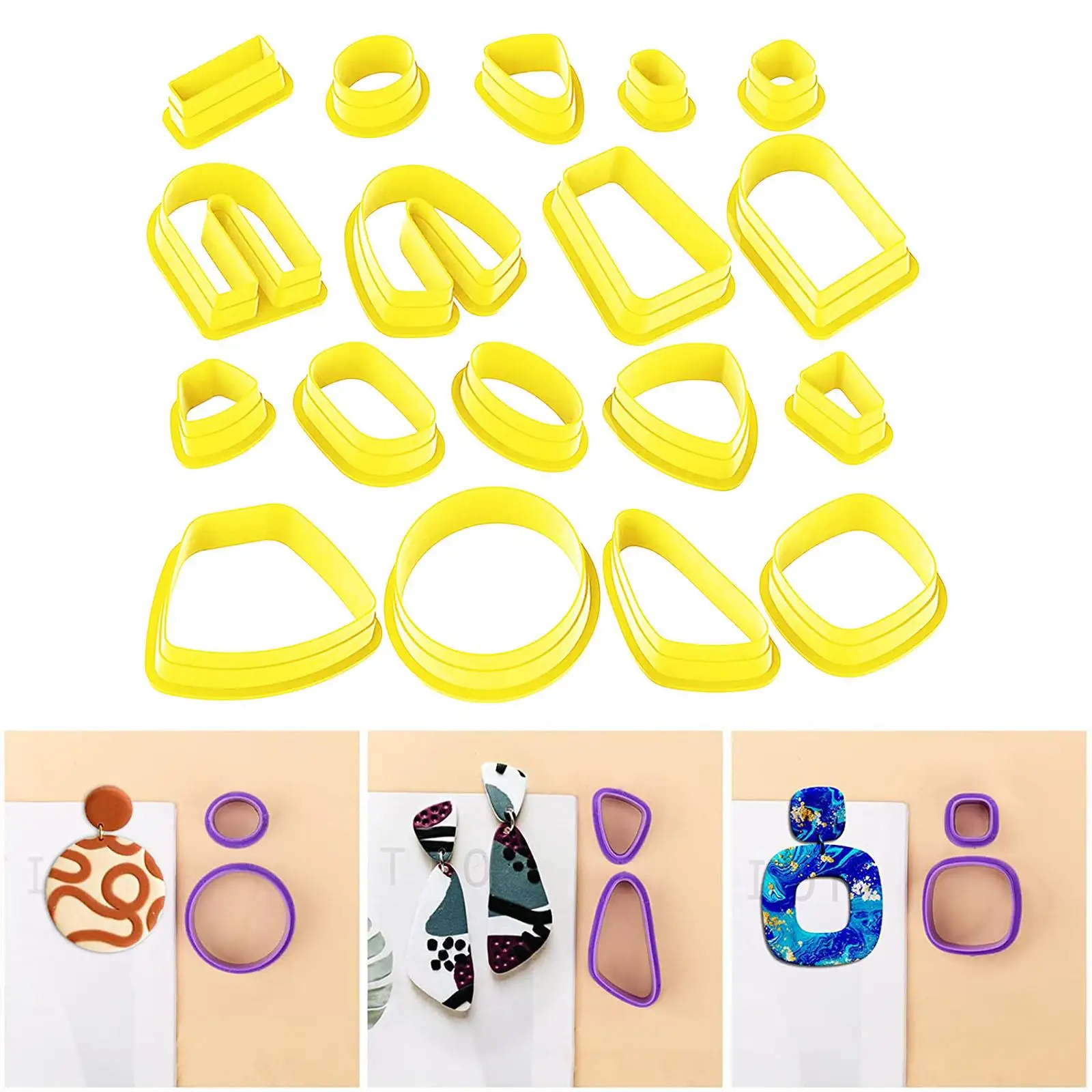 18 Pieces Plastic Polymer Clay Cutters Earring Making Kit Shapes Kids