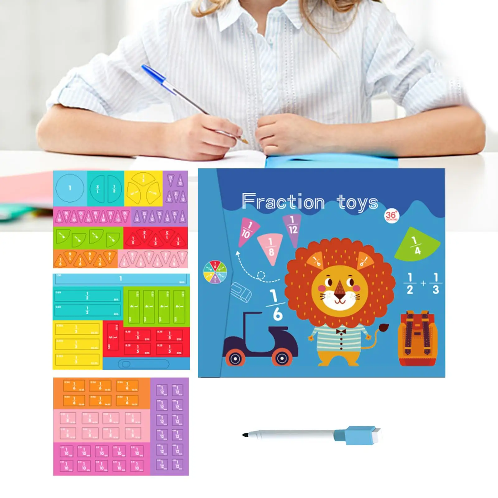 Fraction Learning Math Toy Educational Toy Math Manipulatives for Boy Girls