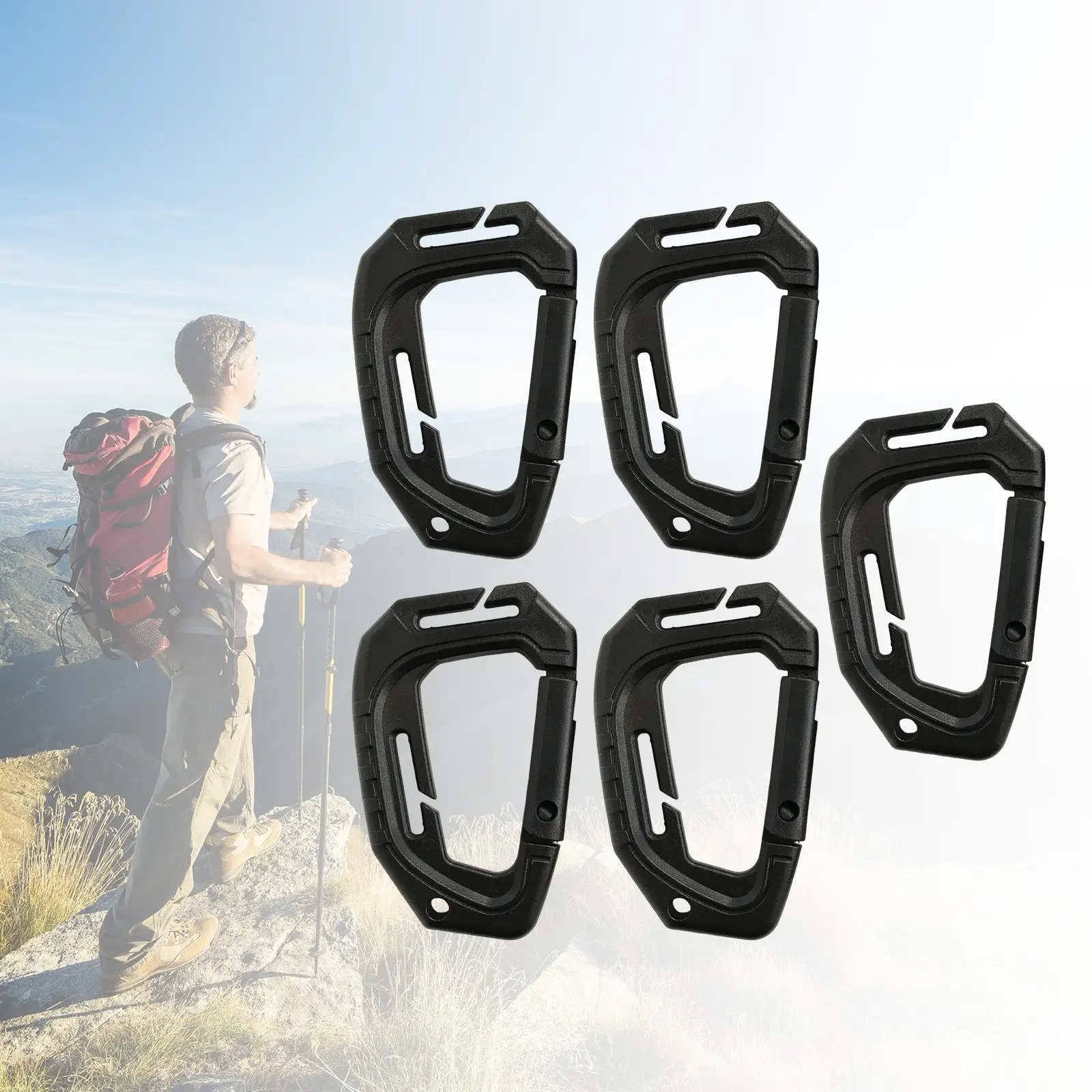 5x Keychain Carabiners Webbing Buckle Keyring Webbing Release Hook for Water Bottle Backpack Hiking Traveling Backpacking 