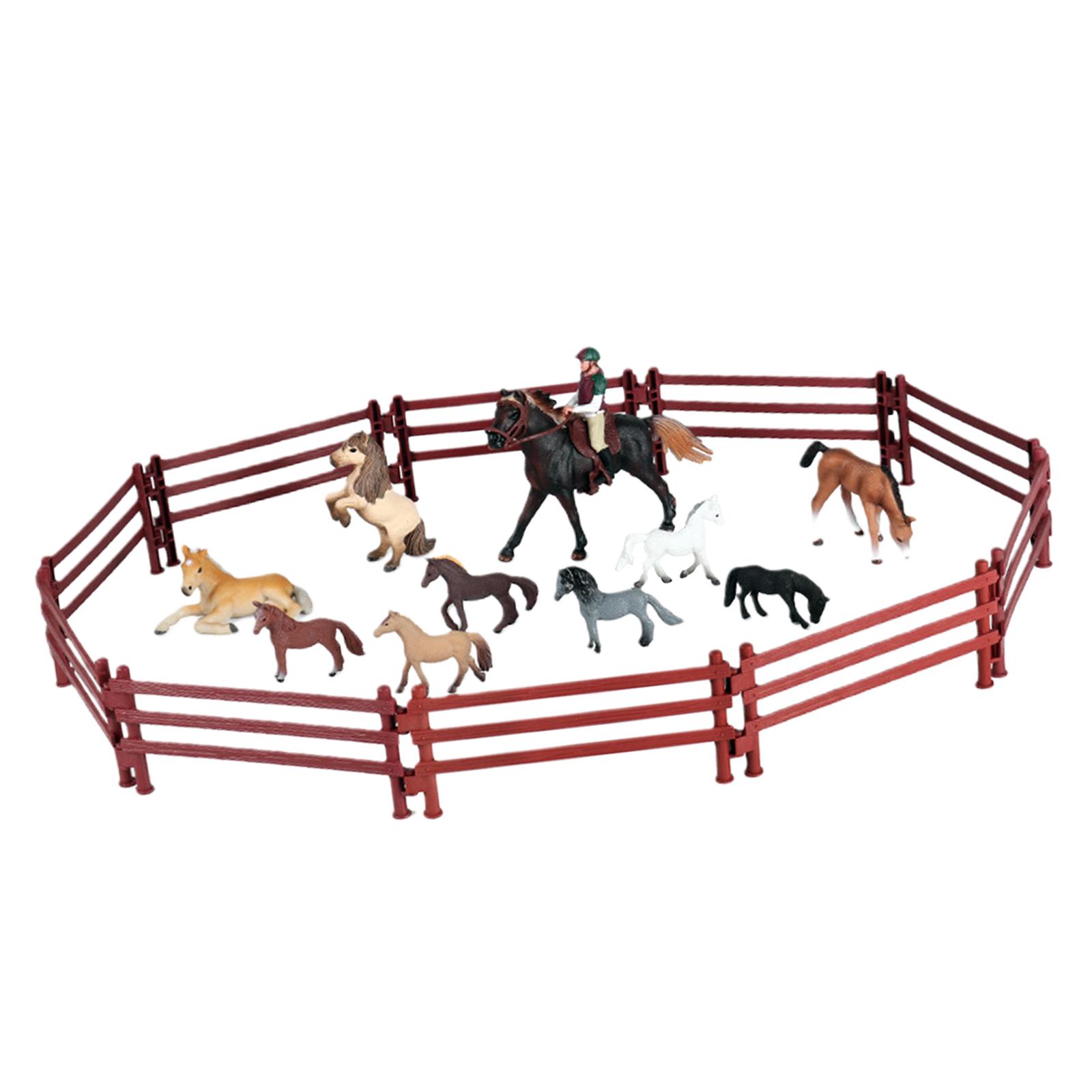 23 Pieces Simulation Fence Farm Toy Set Sports Horseman Farm Jockey Static Accessories Collectibles Mini Scene for Children Barn
