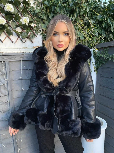 Jacket Zipper Faux Fur Female  Women Jacket Inside Fur Faux - Ee1492  Leather Short - Aliexpress