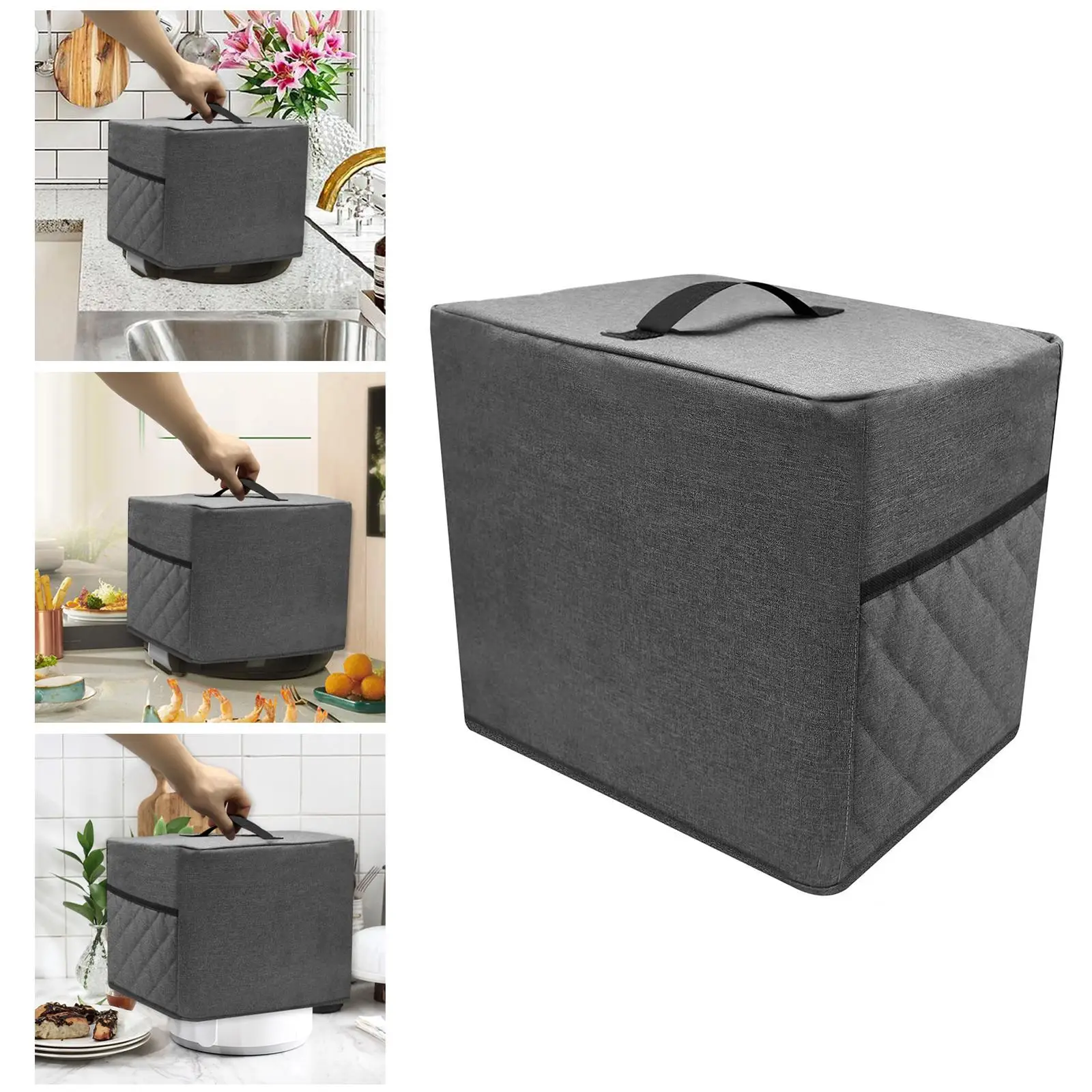 DIY Air Fryer Dust Cover, Non-Stick , Gray American Polyester Portable Accessories for  Grill Travel Camping Kitchen Cooker