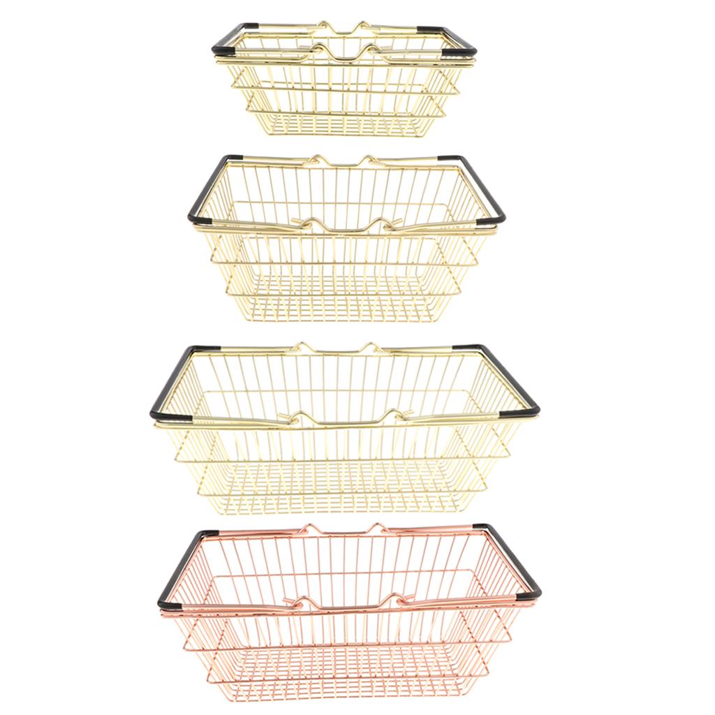 Mini Shopping Basket with Metal Frame, Holder Storage Toy