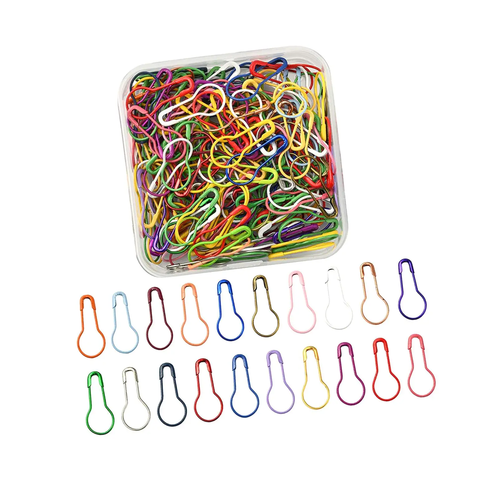 200x Safety Pins Knitting Quilting Crochet Storage Box Bulb Stitch Markers for Blanket Clothes Crocheting Clothing Tag Making