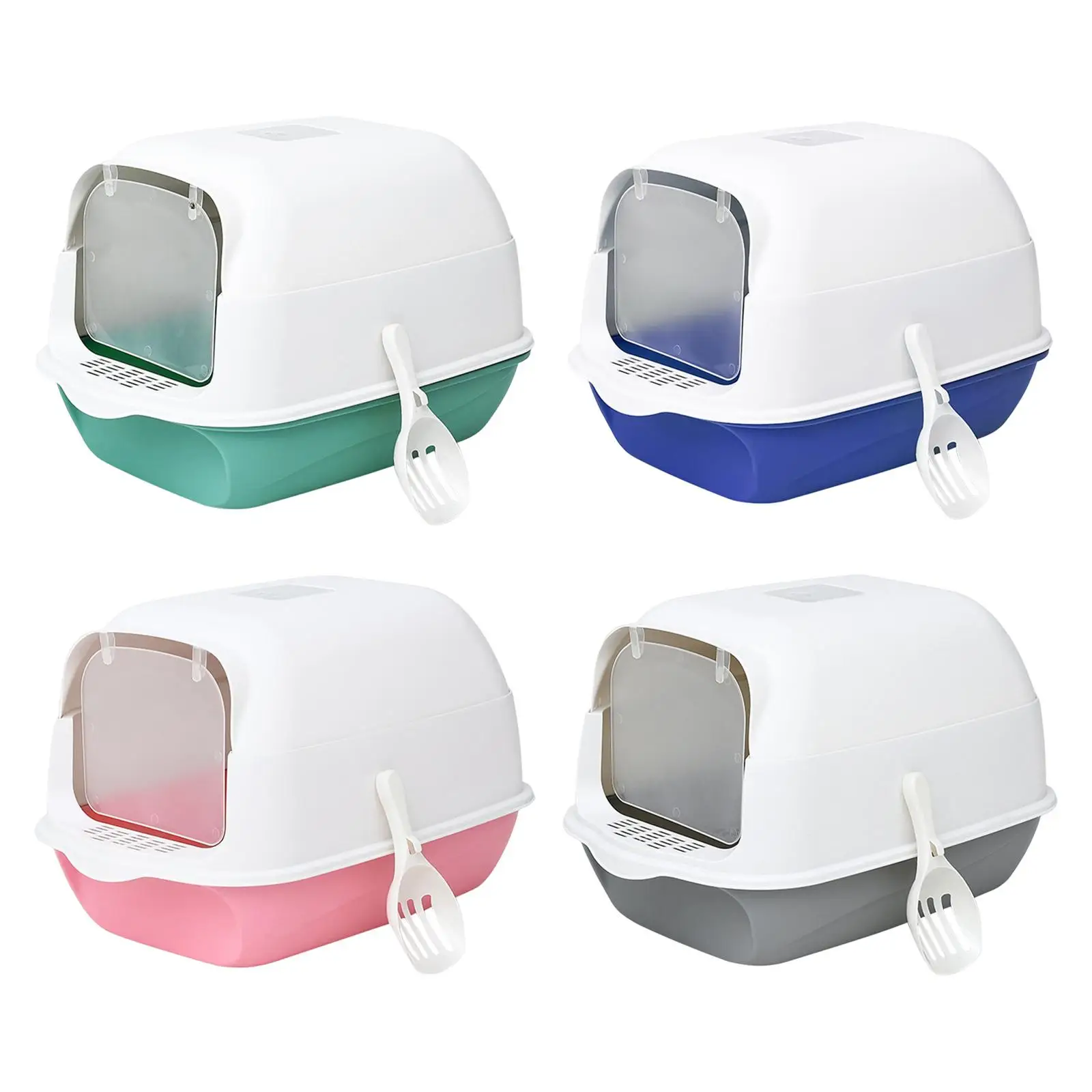 Cat Litter Box Fully Enclosed Kitten House Cat Potty Size 50x35x34cm Large space Supplies Anti Splash Durable with Scoop