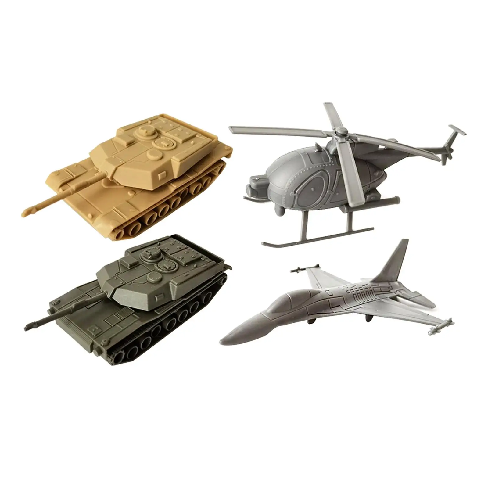 4 Pieces 3D Puzzles Helicopter and Fighter Model Toy Building Kits 4D Modern Tank and Aircraft for Kids Keepsake Tabletop Decor