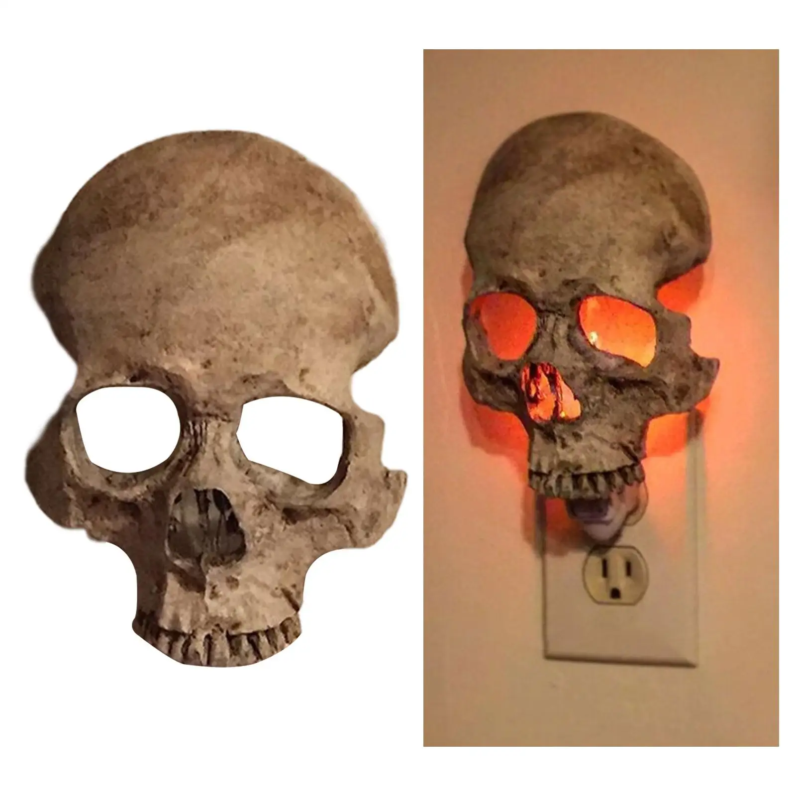 Skull Lamp Halloween Skeleton Headlights Skull Statue Light Skeleton Night Light for Club Haunted House Decor Festival Party