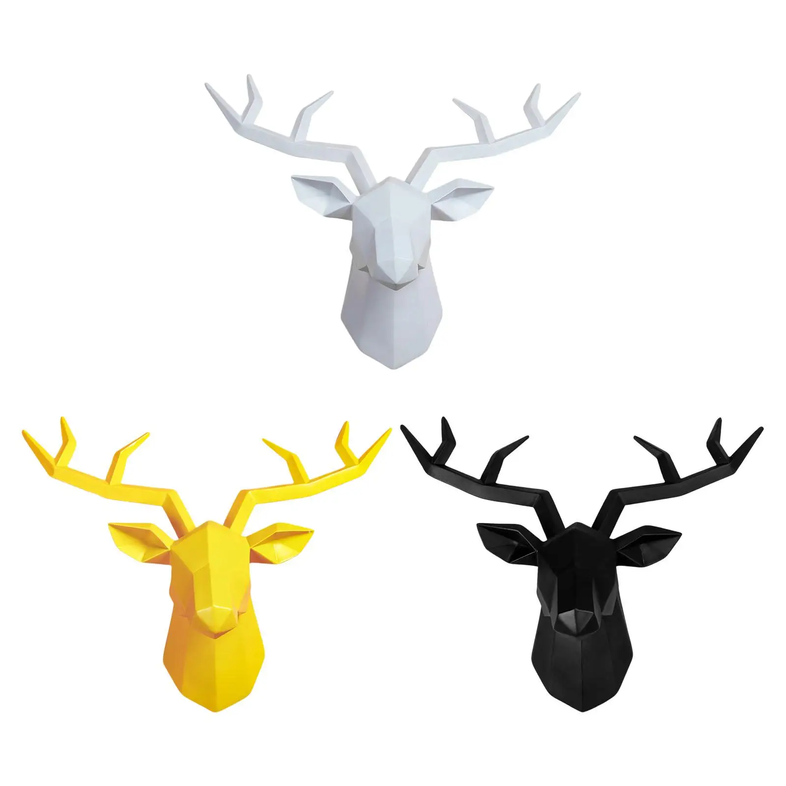  Head Sculpture Animal Statue Figurines Wall Mounted Simulation Collection Pendant Crafts Antlers Statuette for Farmhouse Decor