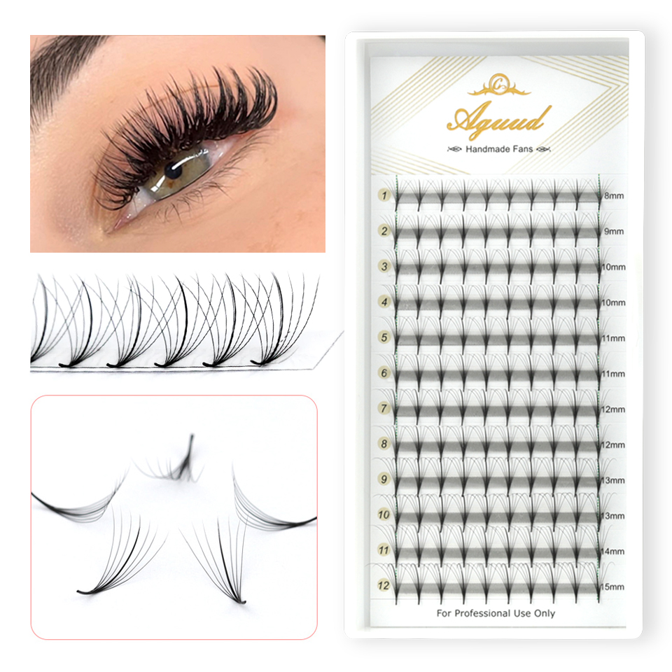 Best of AGUUD Premade Wispy Fans Russian Volume Professional Eyelash Extensions Thin Pointy Base Hybrid Fan Lashes Faux Mink Wispy Lash Reviews & Tips