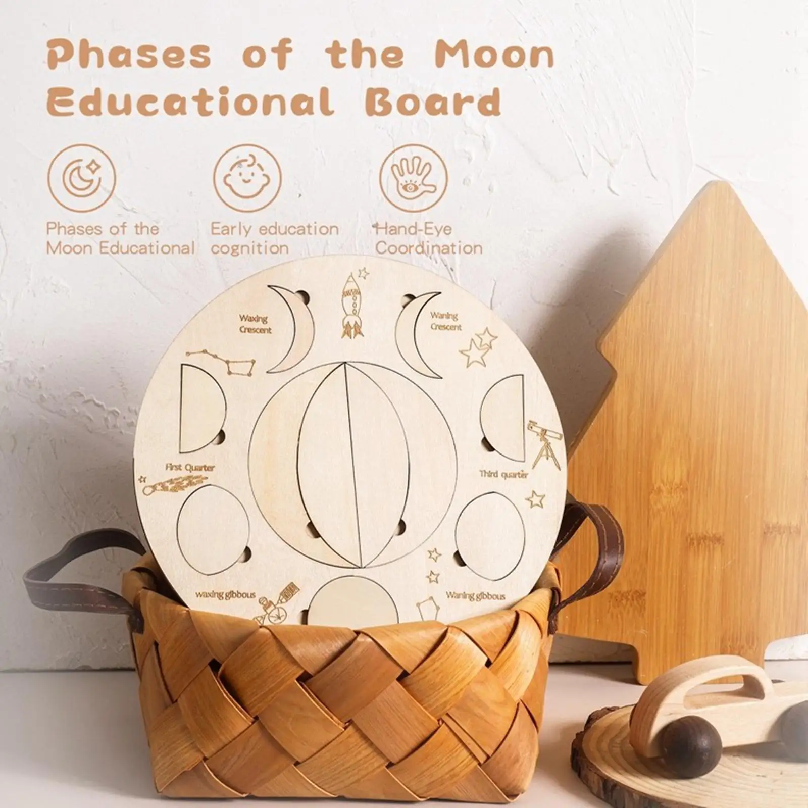 Moon Phase Puzzle Learning Educational Toy Moon Cognition Jigsaw Development Game for Children Toddlers Preschool Kids