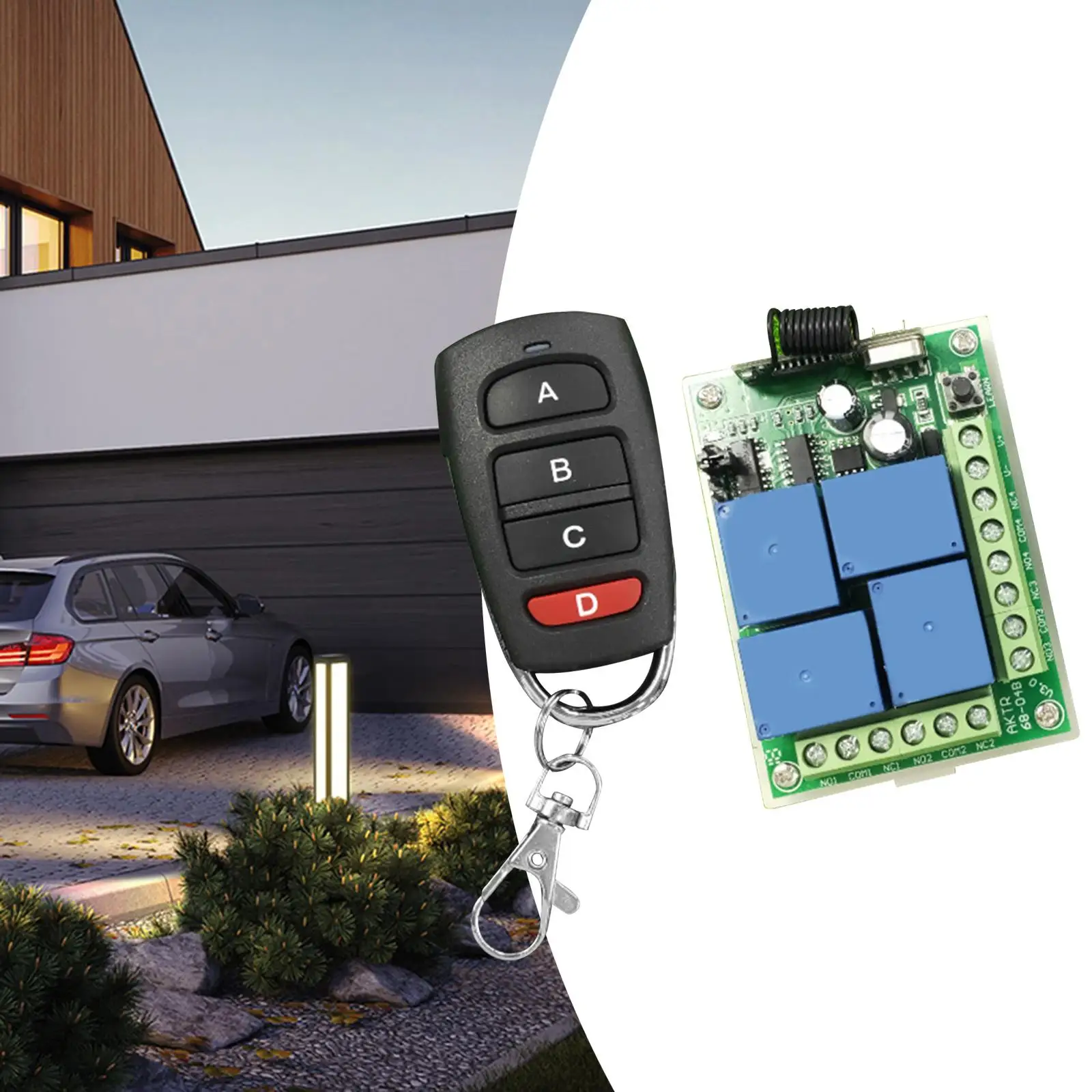 Wireless Remote Control Lamp Switch for Door Opening Lights Garage Door