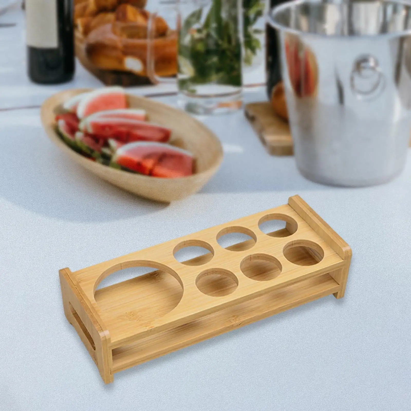 Wood Shot Glass Holder Base Display Rack Cup Rack Serving Tray Mug Organizer for Kitchen Cabinet Events Nightclub