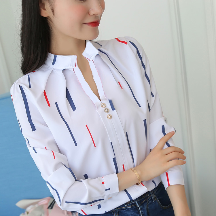 Title 19, Stripe White Women Shirt Korean Fashion Women