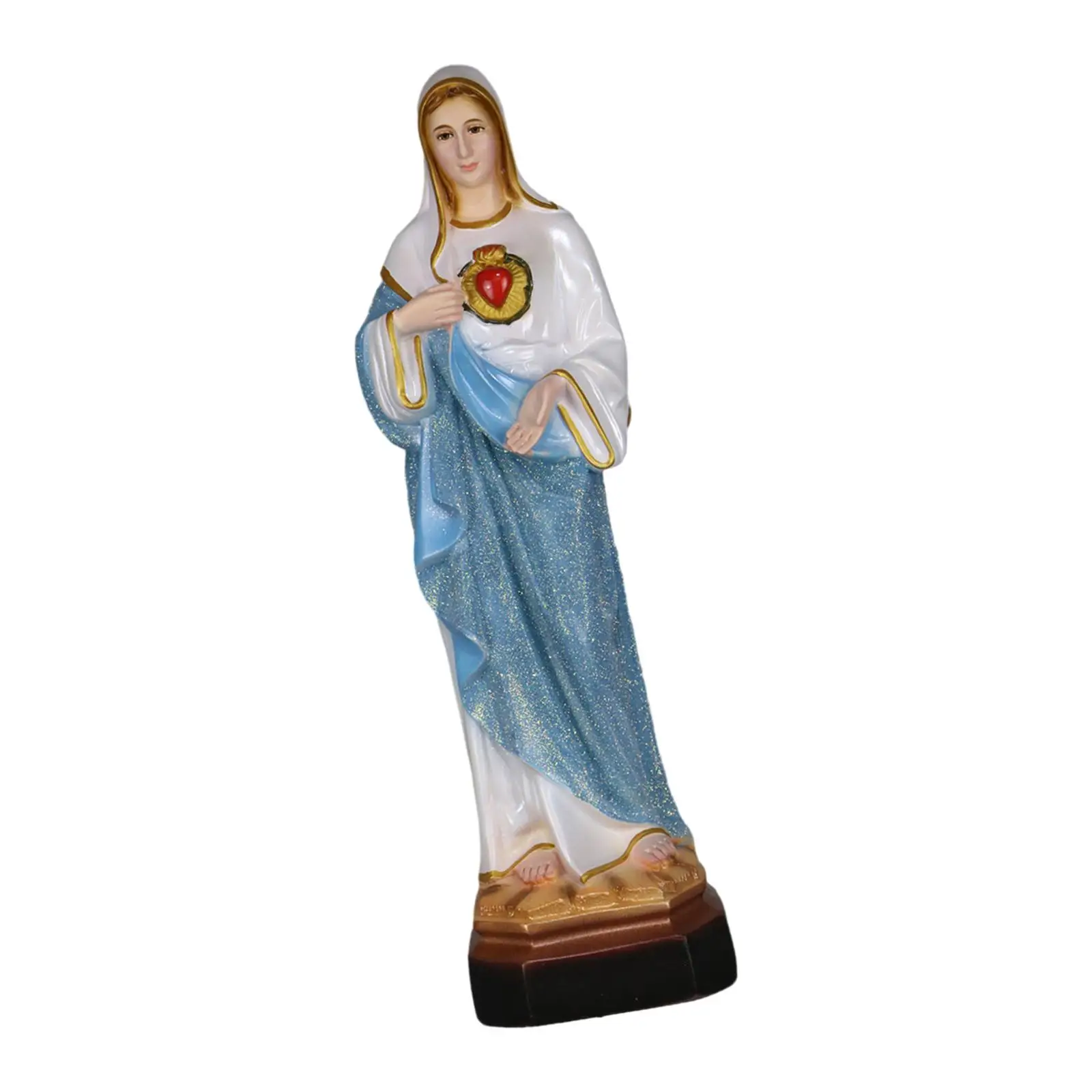 Mary Resin Figure Christmas Decoration Hand Painted Desk Display Crafts Sacred Heart of Mary Figurine for Home Office Livingroom