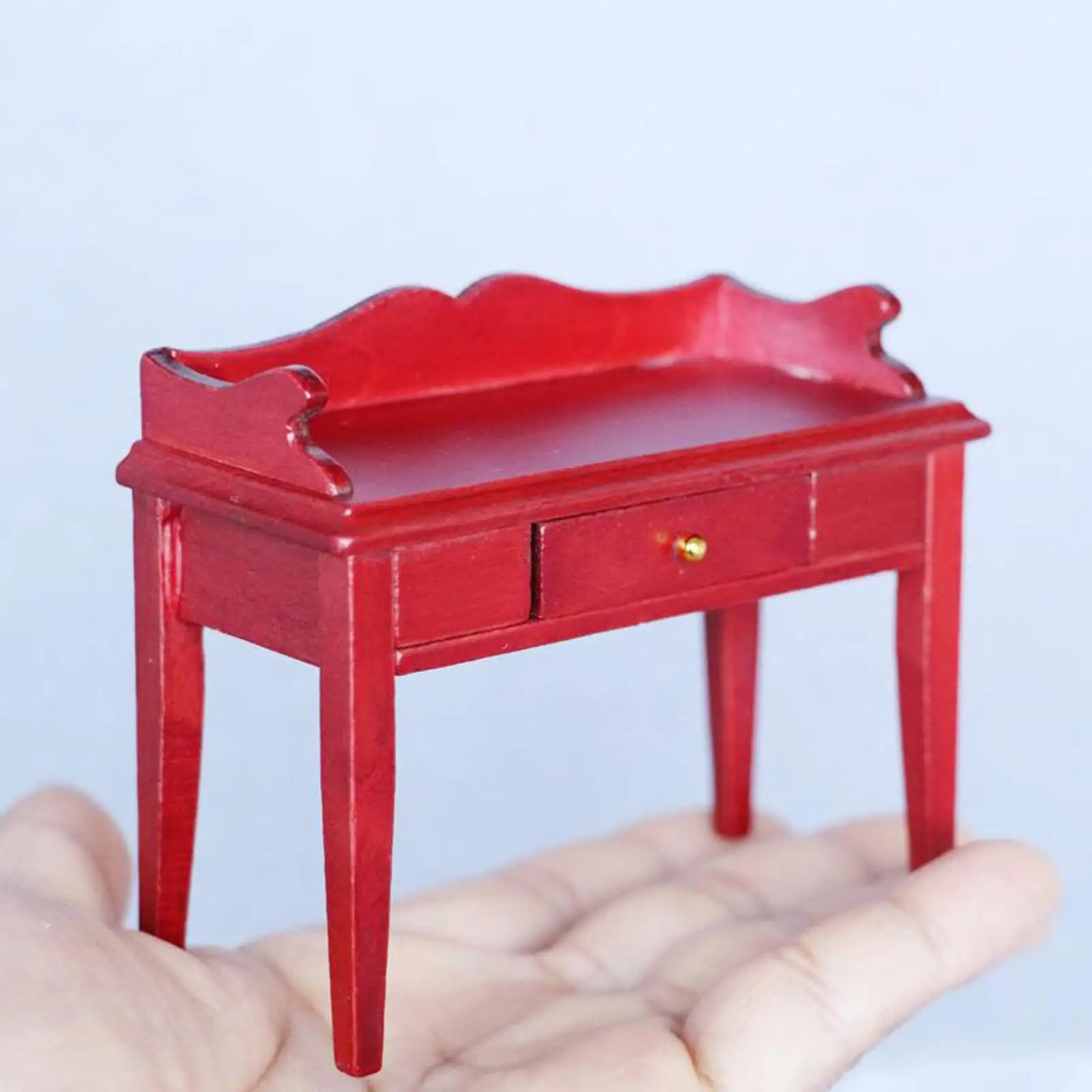 Dollhouse   Desk Table Miniatures Living Room Furniture Pretend  Accessory Red for Dolls House 1/12 Scale