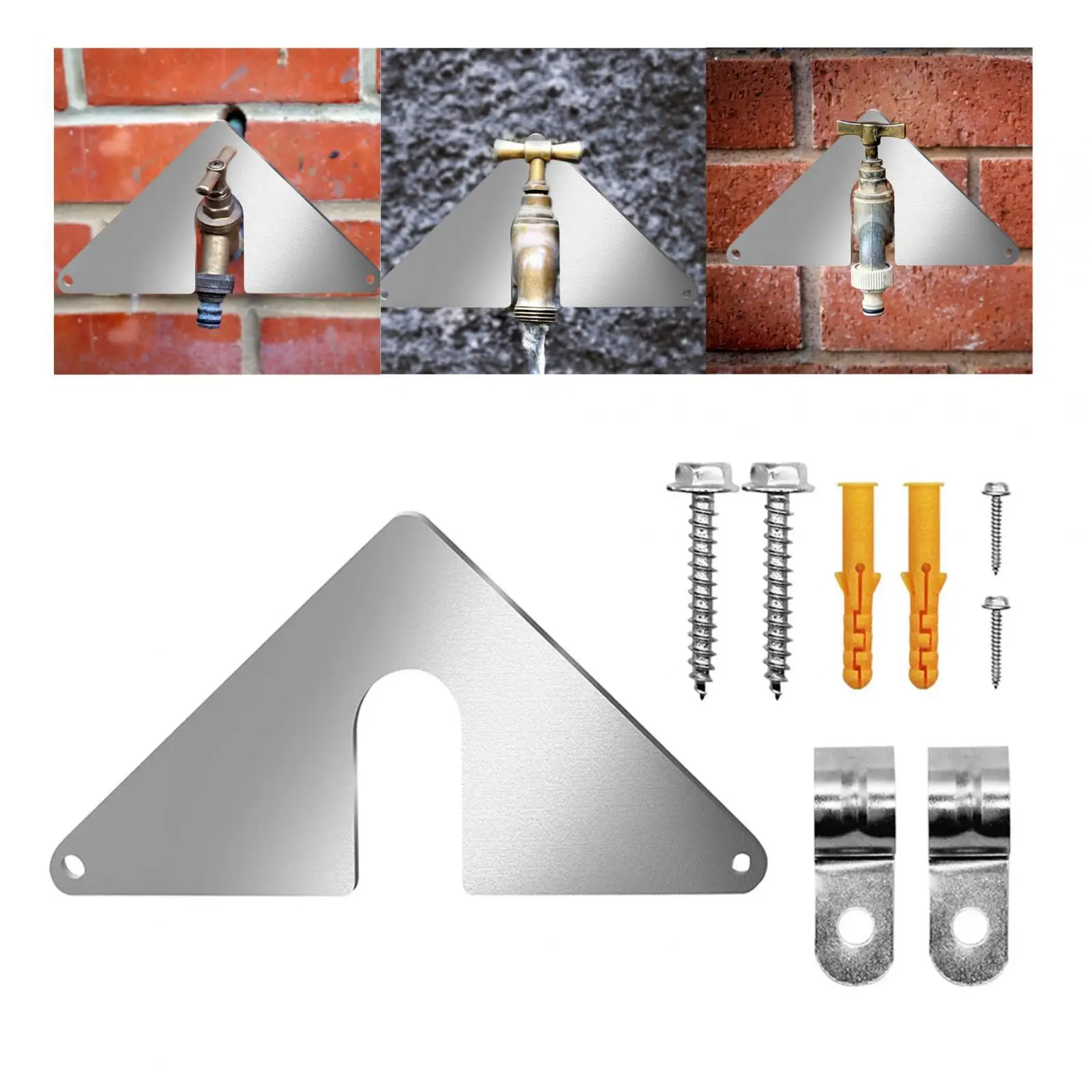 Hose Bib Mounting Plate for Spigot No Plumbing Accessories Fix Loose Sillcock Triangle Faucet Mounting Plate for Outside Brick