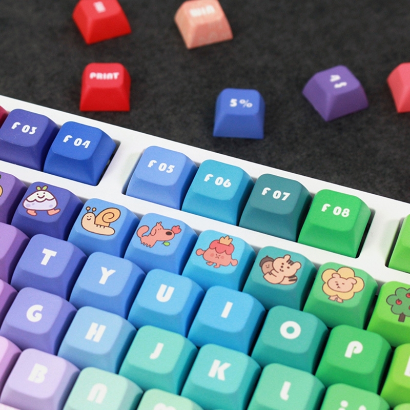 Rainbow Keycaps para teclado mecânico, PBT Keycap,