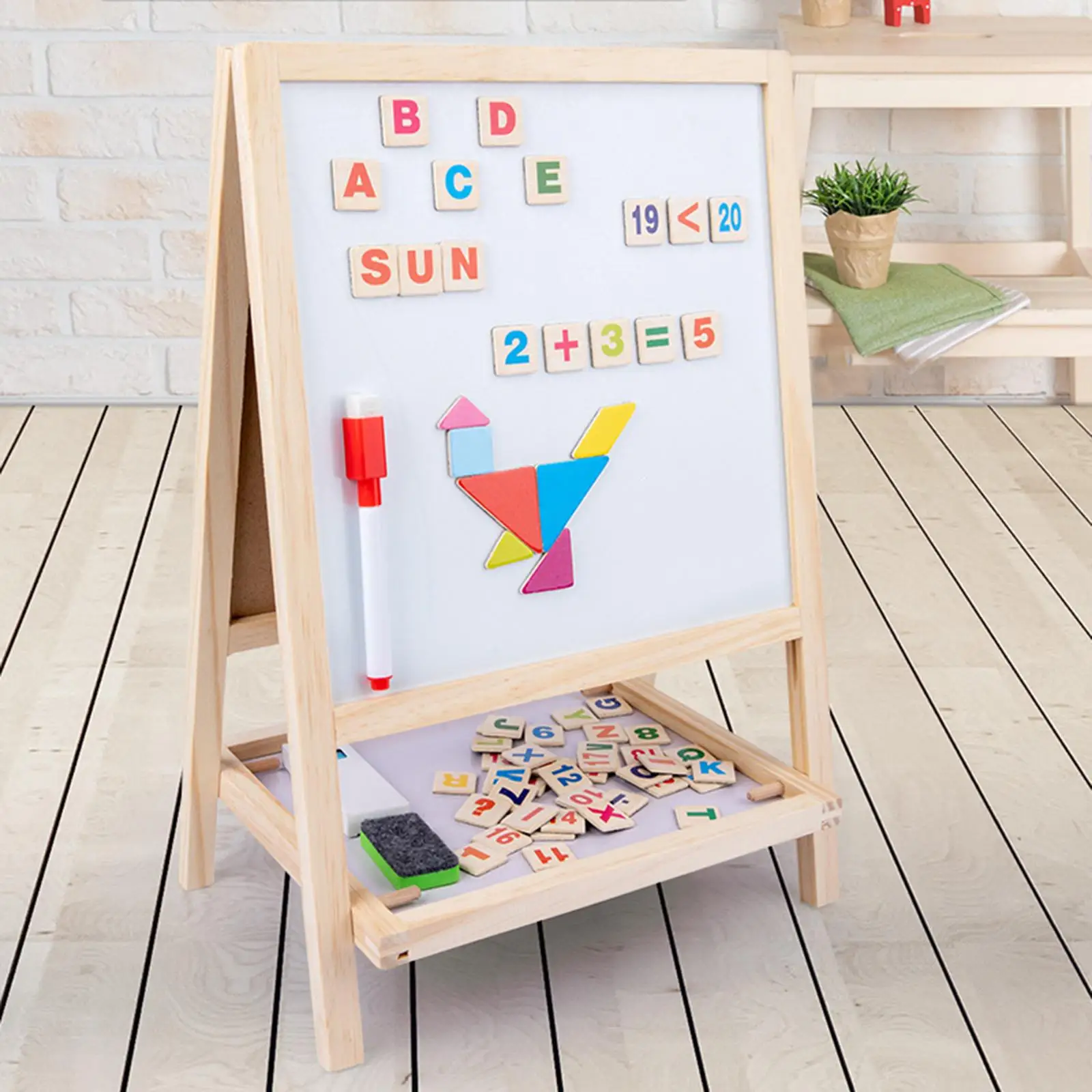 Wooden Drawing Board Set Drawing Easel Learning Educational Toy Standing Easel for Girls Toddlers Children Boy Birthday Gift