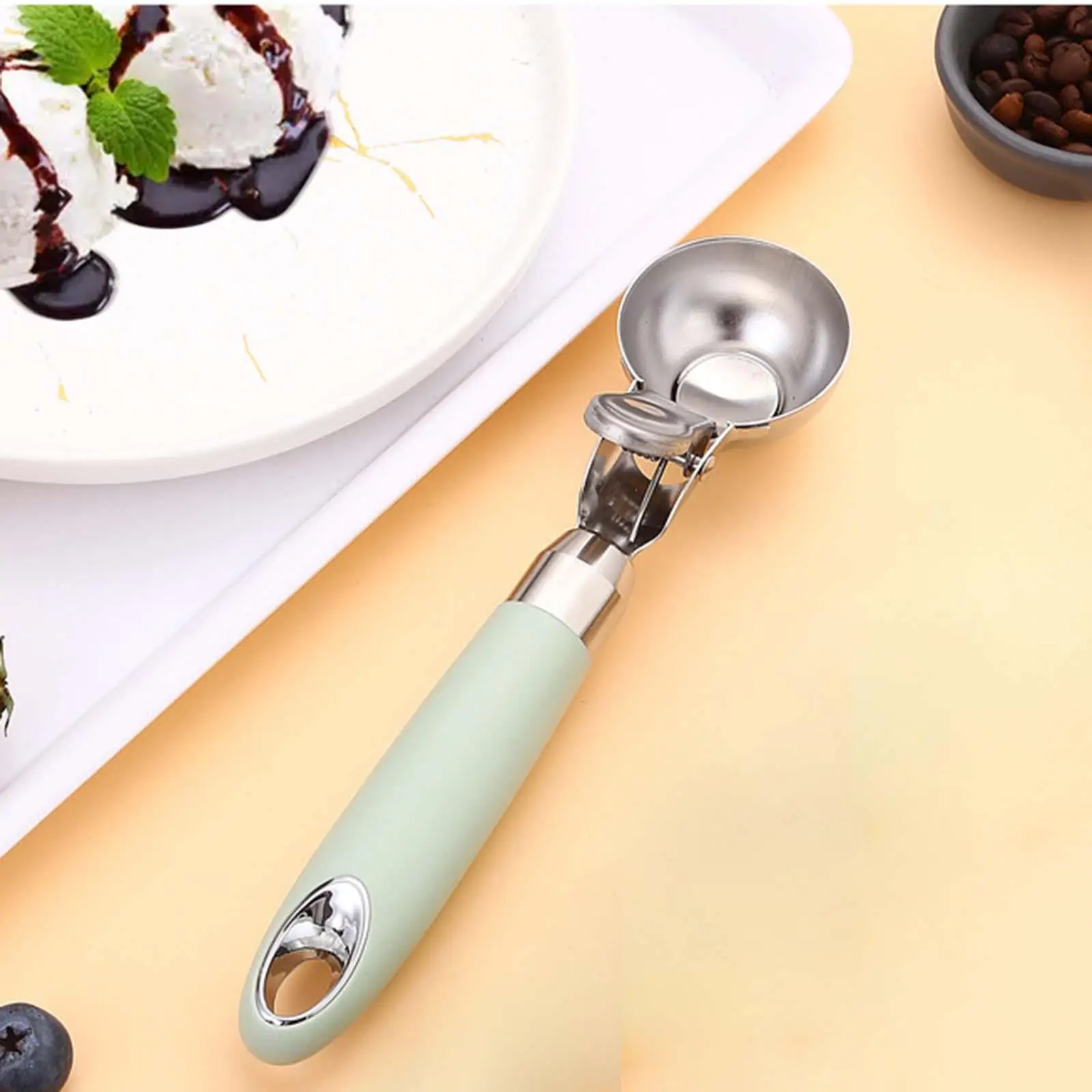 Stainless Steel Ice  Scoops Fruit  Comfortable Handle Cookie Spoon for Mashed Potatoes Meatballs  Delicacies