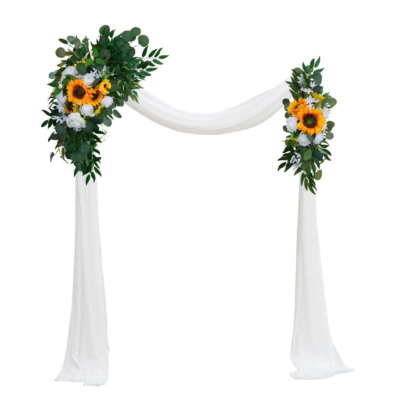 Wedding Arch Flowers Party Sheer Drapes Wedding Welcome Sign Floral Swag