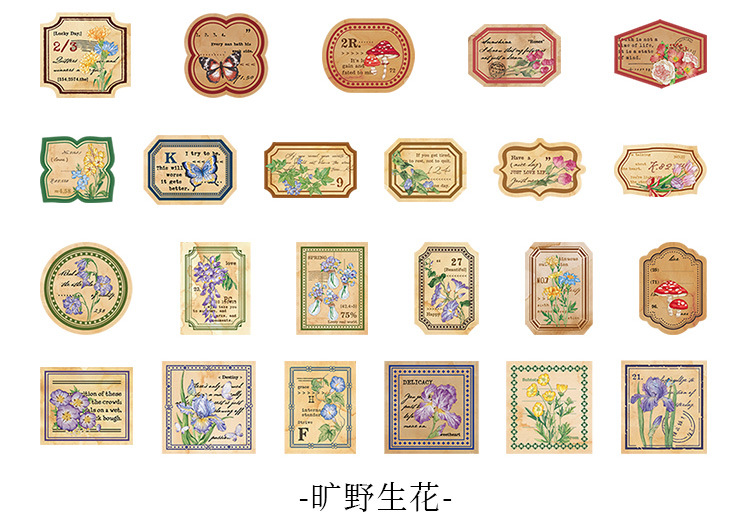 46pcs Vintage Mini Box Stickers for DIY Scrapbooking Journaling Collage Photo Album Sealing Decorative Stationery