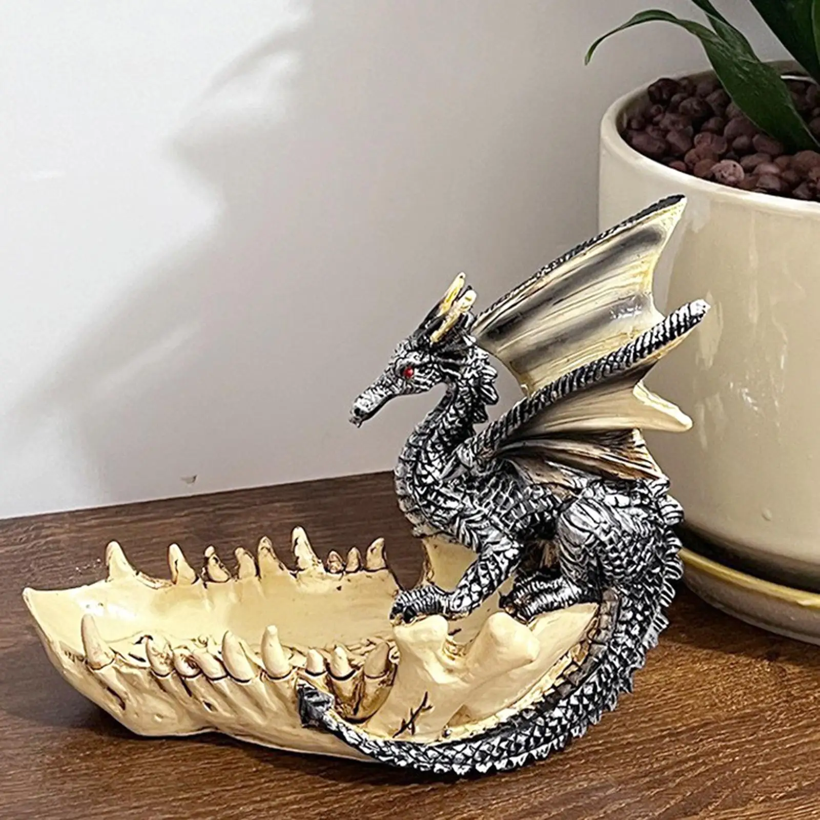 Dragon Decorative Sculpture Figurine Ancient Crafts Holder Collectibles Statue Decoration for Office Desk Room Entrance