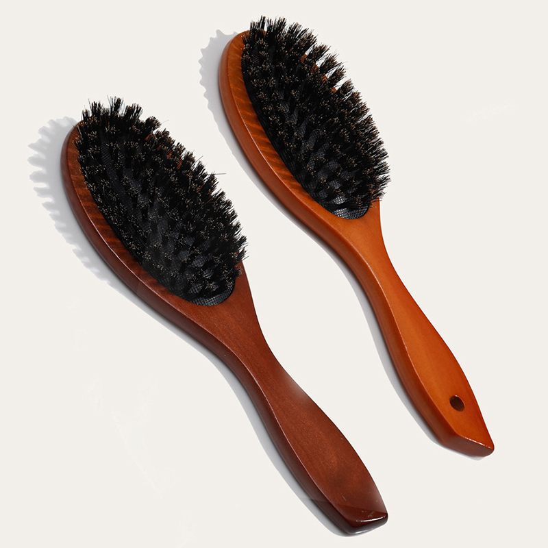 Best of New Arrival Hair Brush Wood Handle Boar Bristle Beard Comb Styling Detangling Straighten Brown Lotus Boar Bristles Massage Comb Reviews & Tips